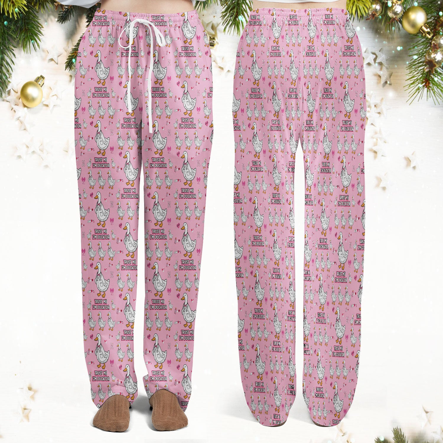 Trust Me I'm Ducktor Scrub Set, Funny Duck Pattern Scrub Shirt, Breathable Fabrics Nursing Uniform For Women