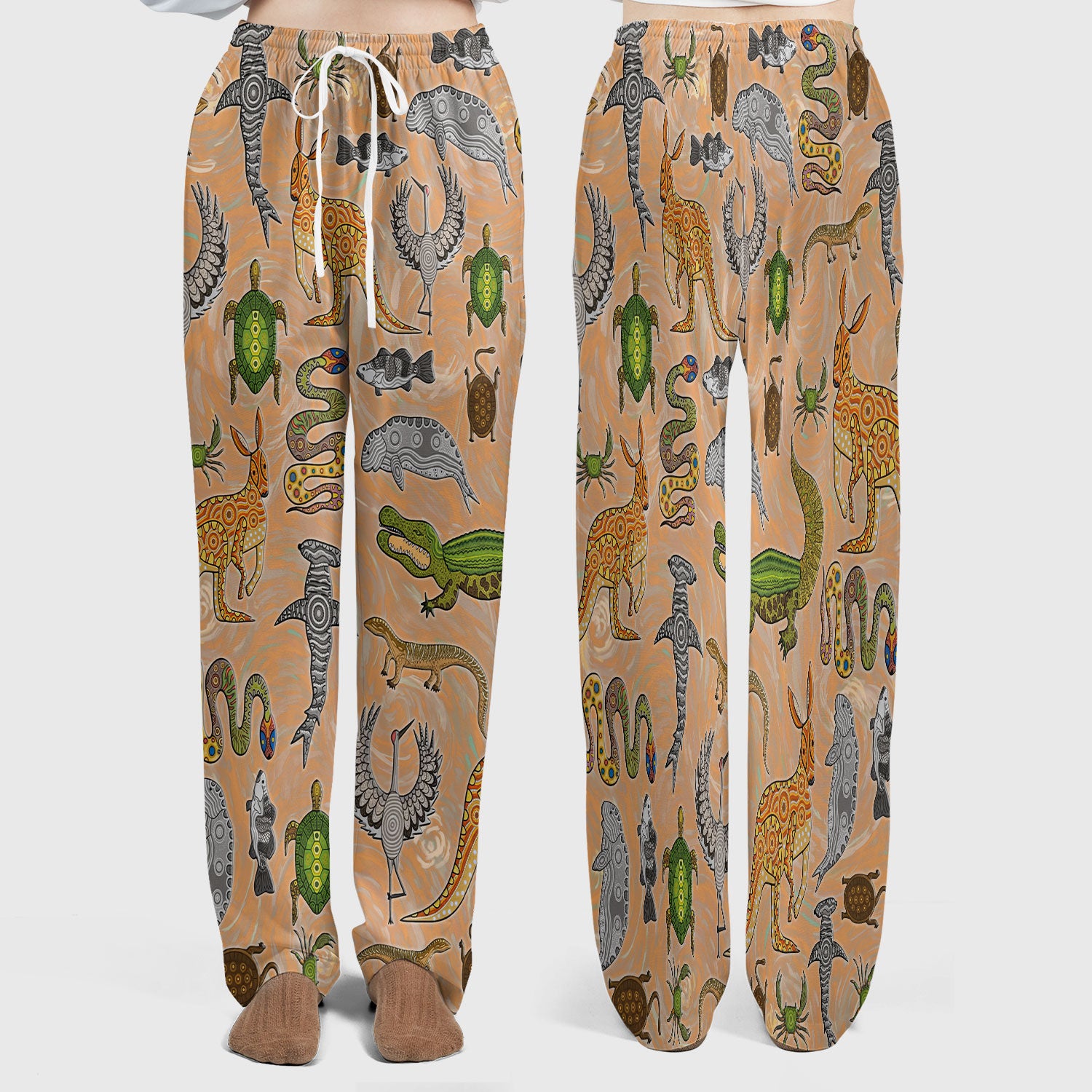 Crocodile Turtle Snake Animal Pattern Scrub Set, Women’s Scrub Sets V Neck Top