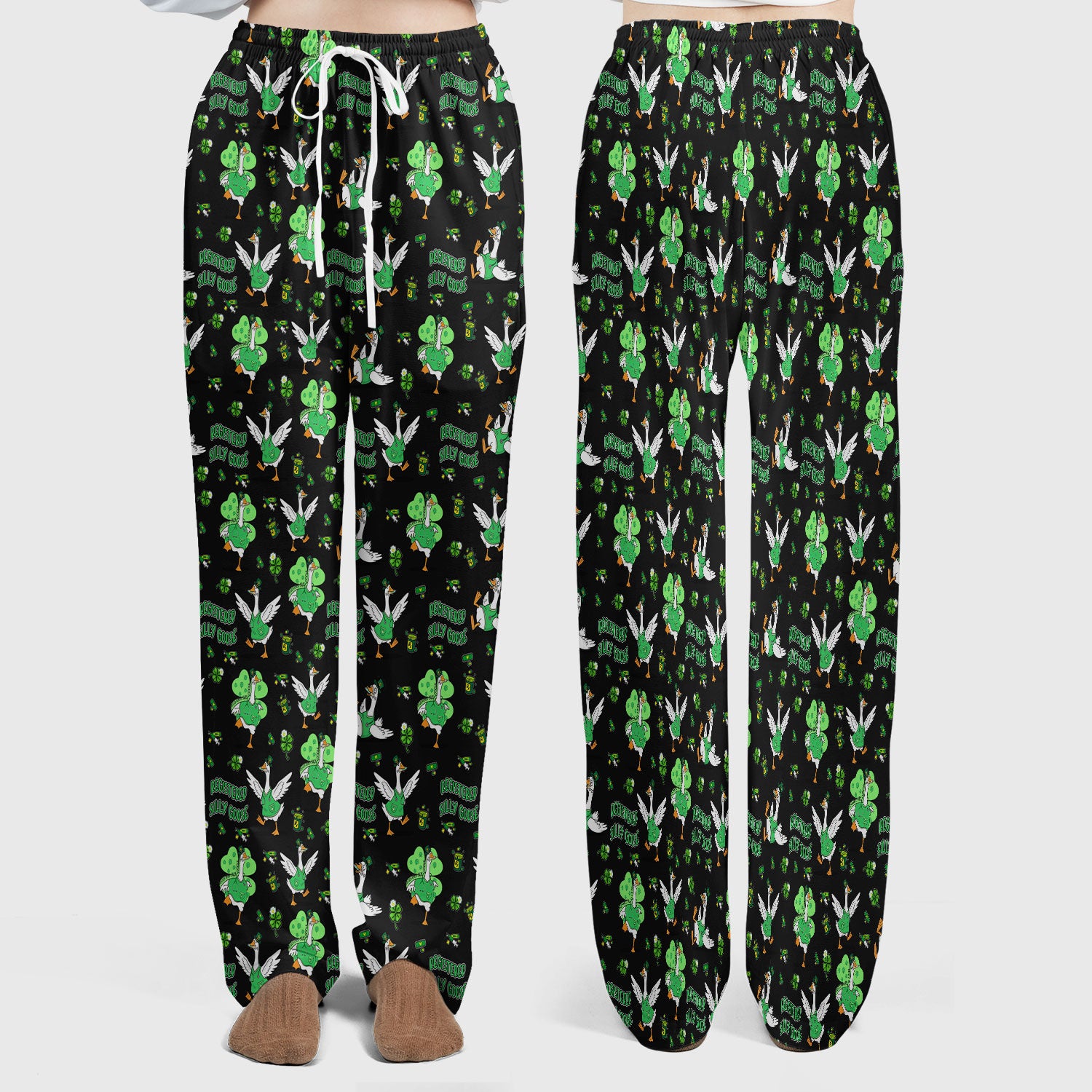 Silly Goose St. Patrick’s Day Scrub Set, Funny Goose Shamrock Pattern Nurse Scrub Shirt, Irish Green Nursing Uniform