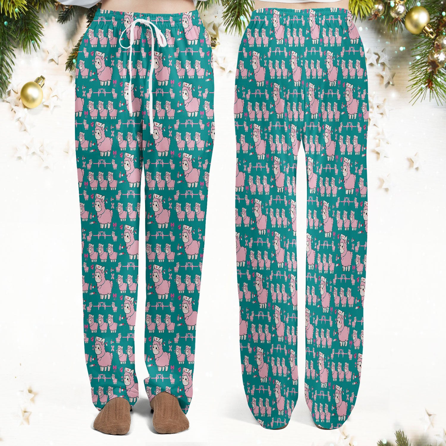 Llama Ain't Got Time For Your Drama Scrub Set, Funny Pattern Scrub Shirt, Breathable Fabrics Nursing Uniform