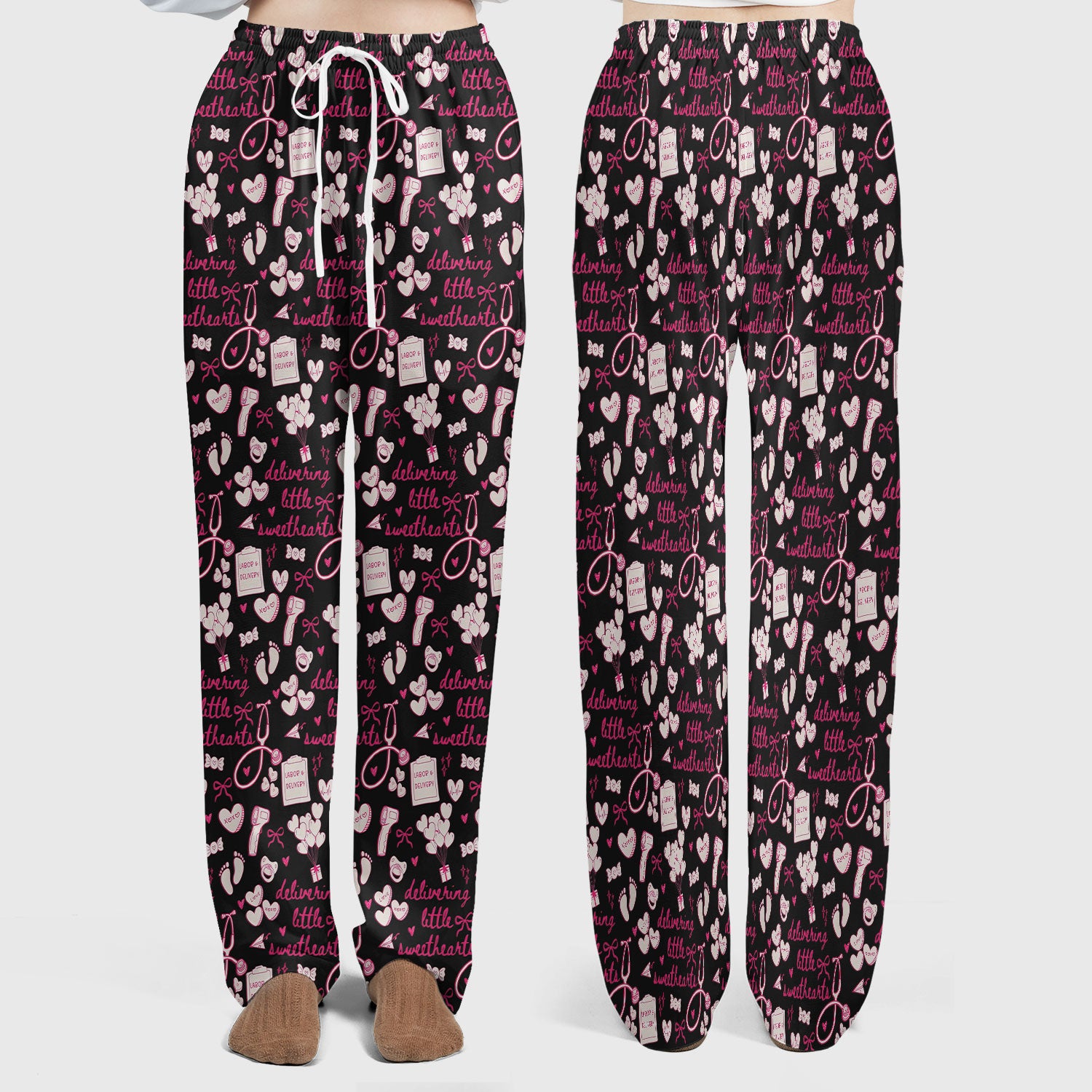 Valentine Labor And Delivery Scrub Set, XOXO Pattern Scrub Shirt, Breathable Fabrics Nursing Uniform For Women