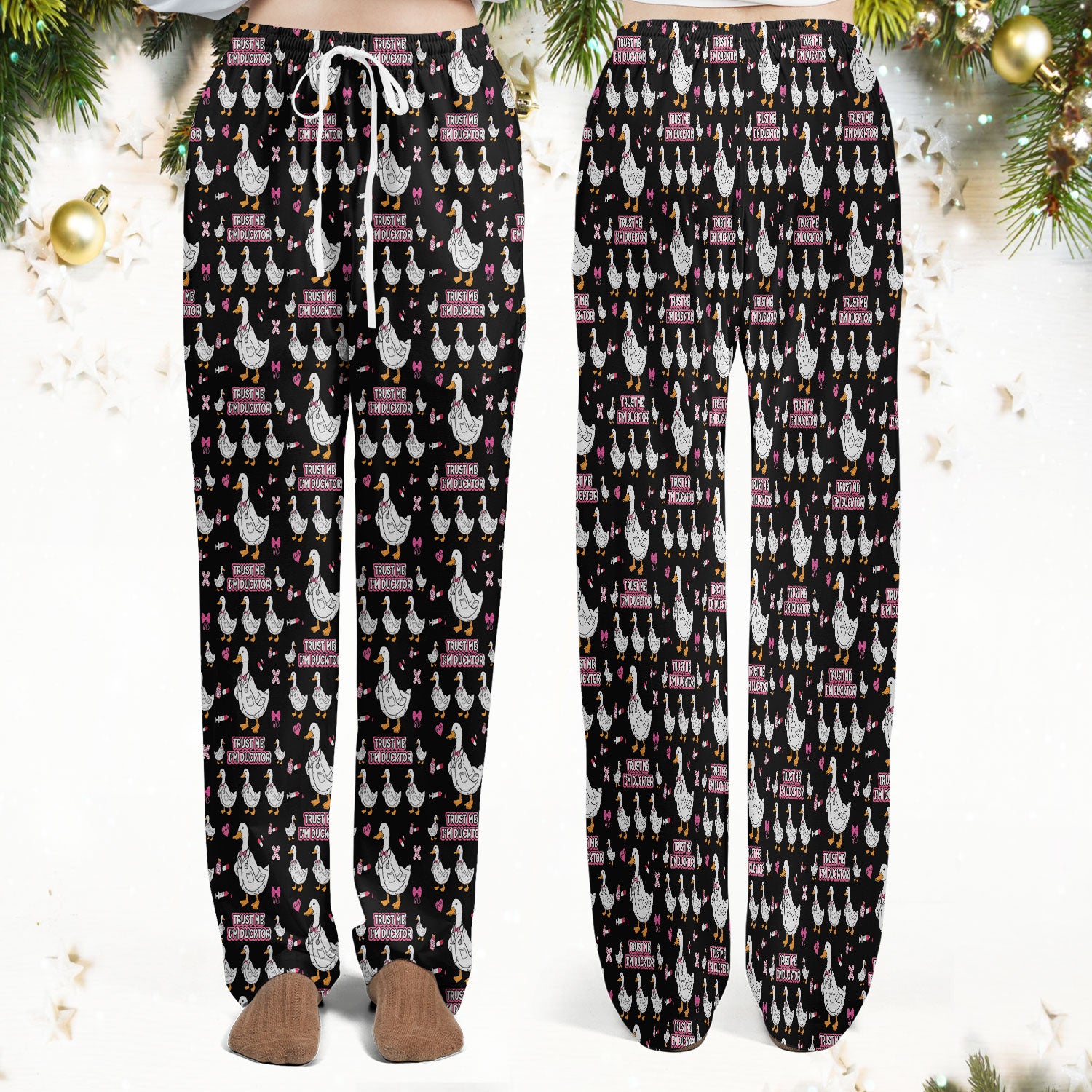 Trust Me I'm Ducktor Scrub Set, Funny Duck Pattern Scrub Shirt, Breathable Fabrics Nursing Uniform For Women