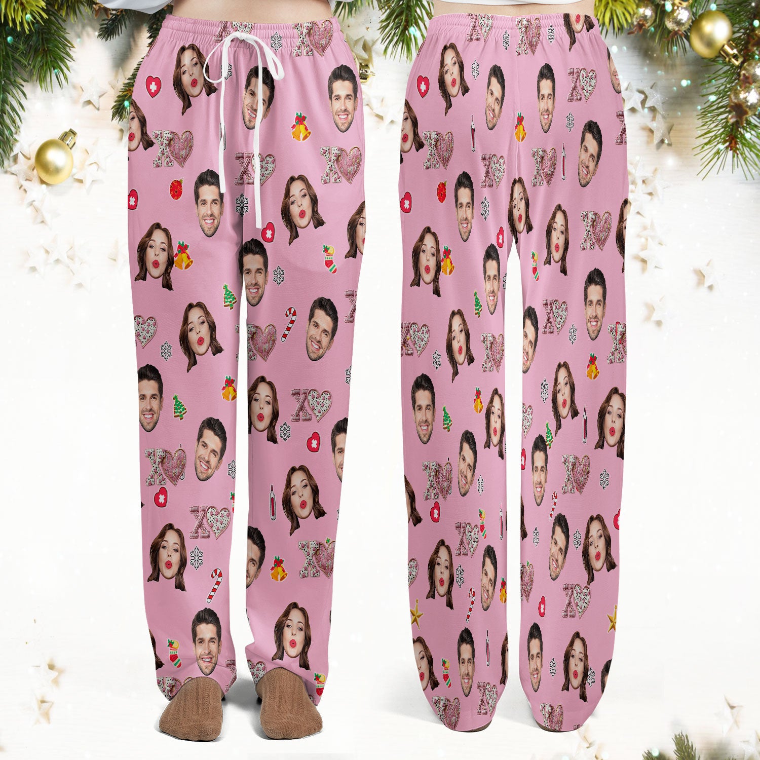 Custom Face Pattern XOXO Scrub Shirt, Personalized Photo Scrub Set, Breathable Fabrics Nursing Uniform