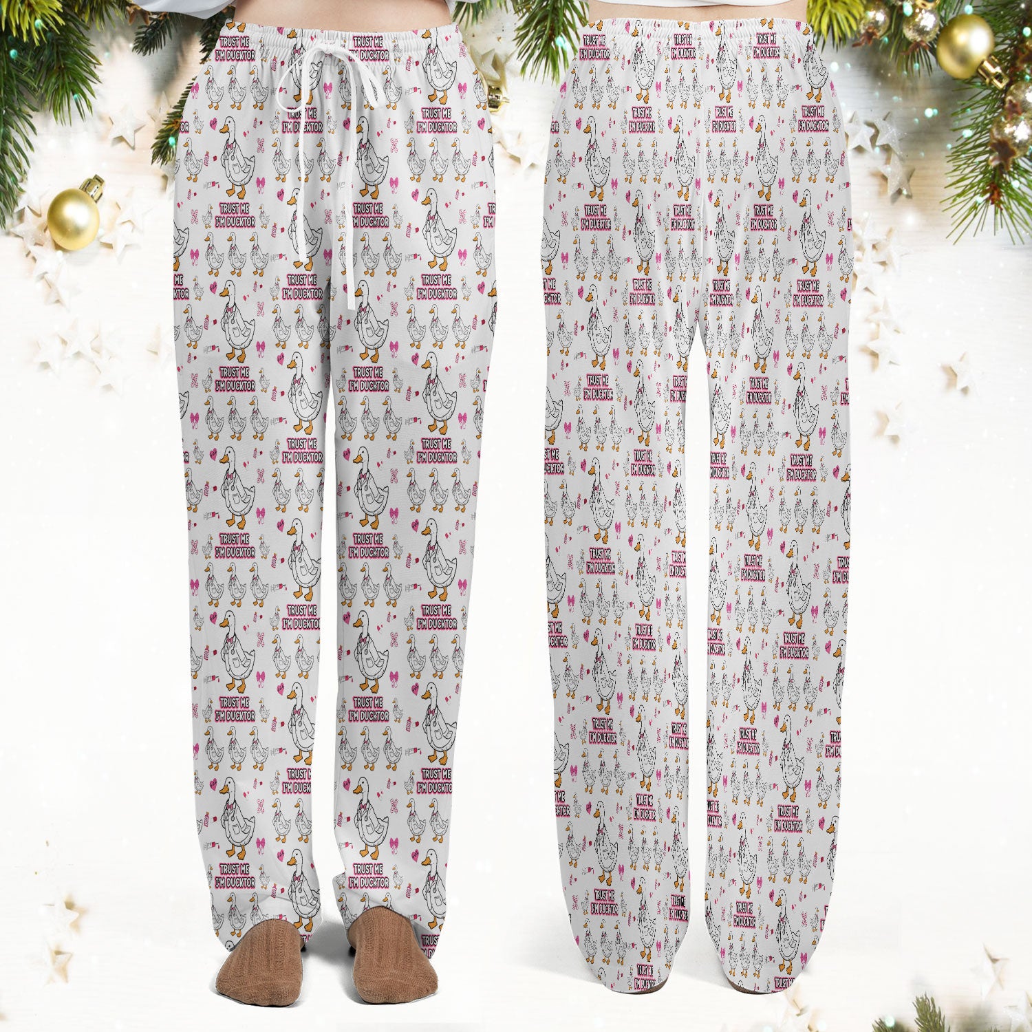 Trust Me I'm Ducktor Scrub Set, Funny Duck Pattern Scrub Shirt, Breathable Fabrics Nursing Uniform For Women