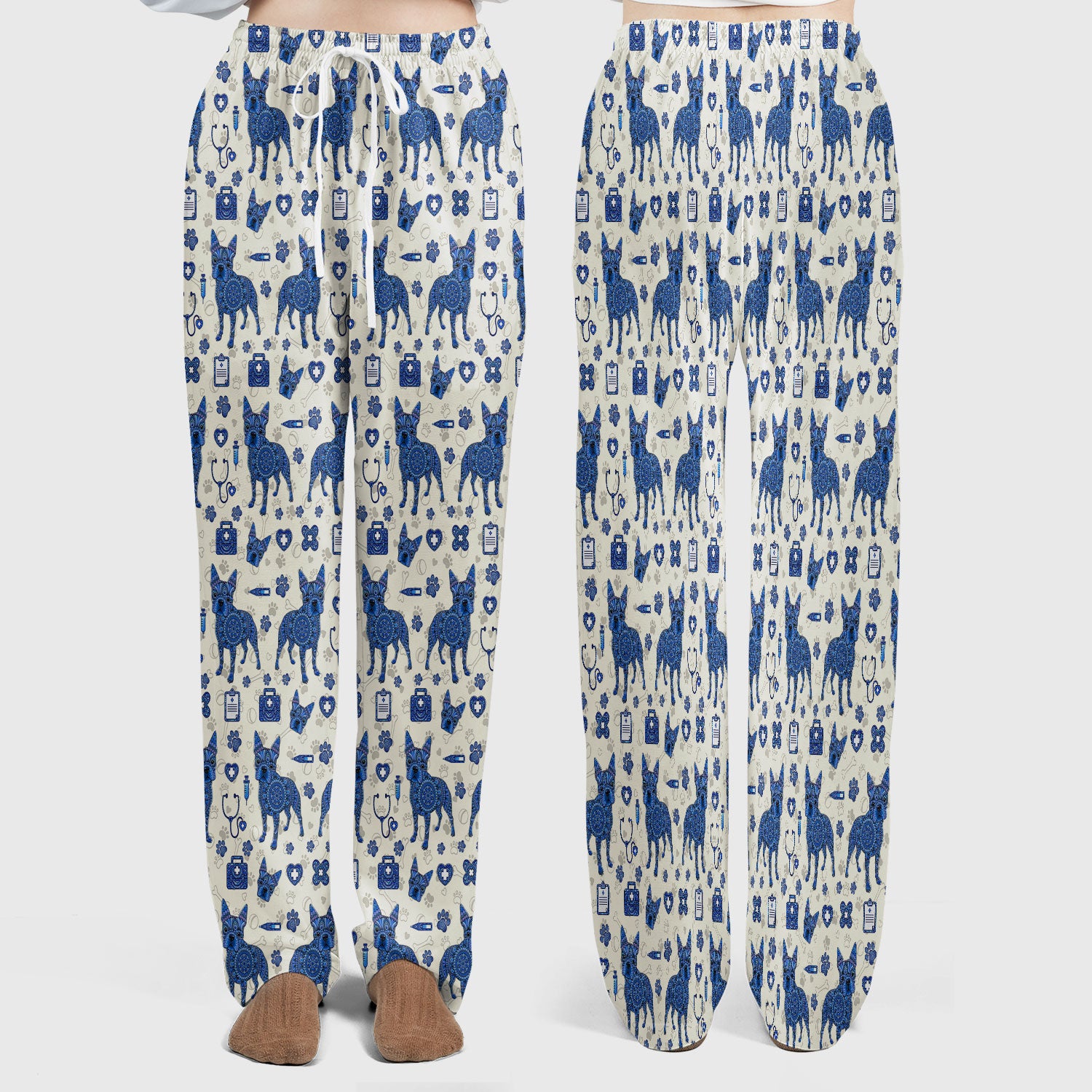 Blue Heeler Australian Cattle Dog Scrub Set, Australia Dot Art Pattern Shirt, Breathable Fabrics Nursing Uniform