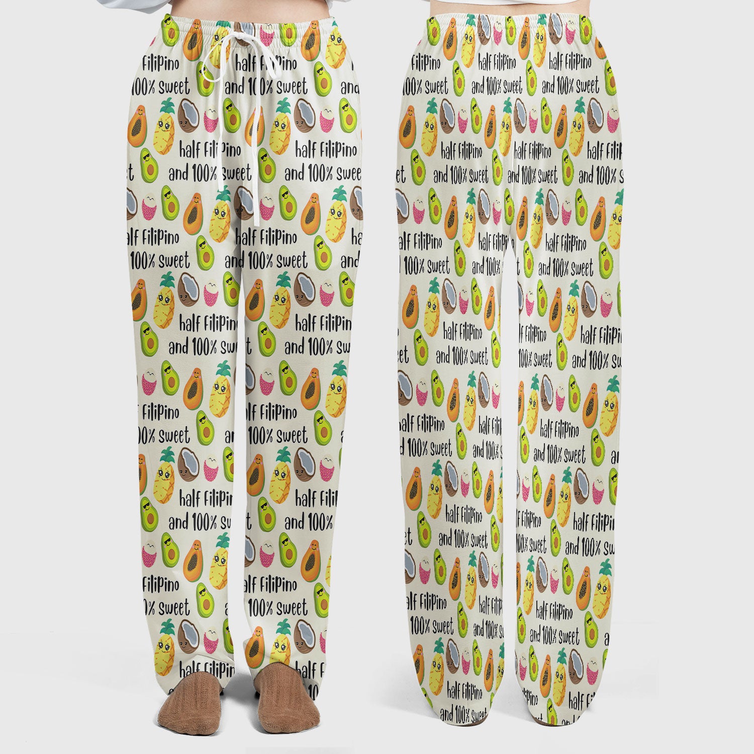 Playful Avocado Fruit Print Filipino Quote Scrub Set, Breathable Med Uniform