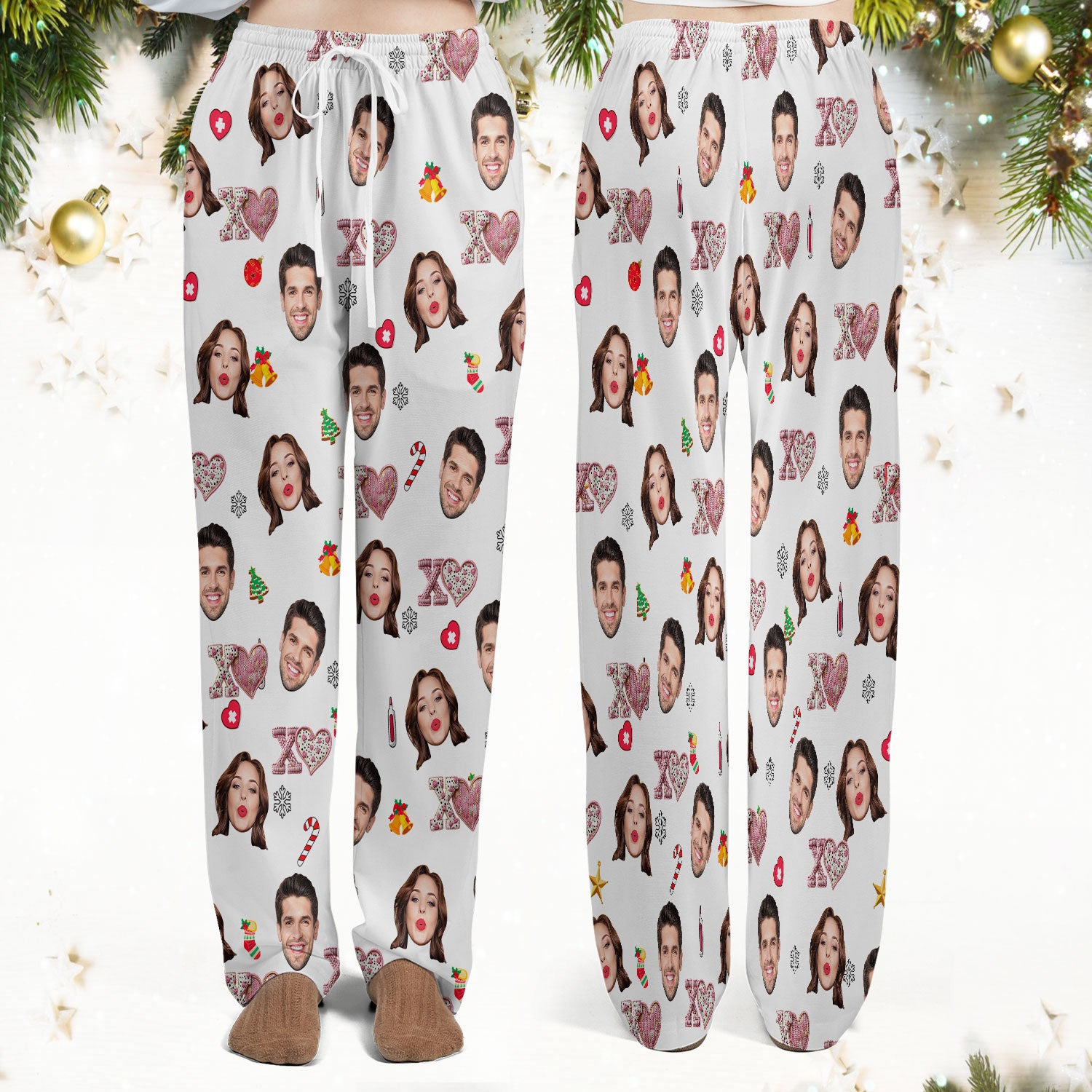 Custom Face Pattern XOXO Scrub Shirt, Personalized Photo Scrub Set, Breathable Fabrics Nursing Uniform