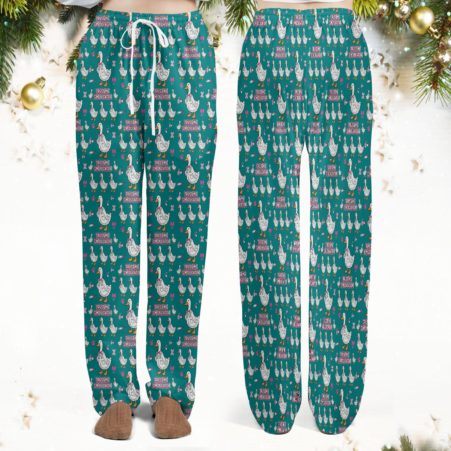 Trust Me I'm Ducktor Scrub Set, Funny Duck Pattern Scrub Shirt, Breathable Fabrics Nursing Uniform For Women