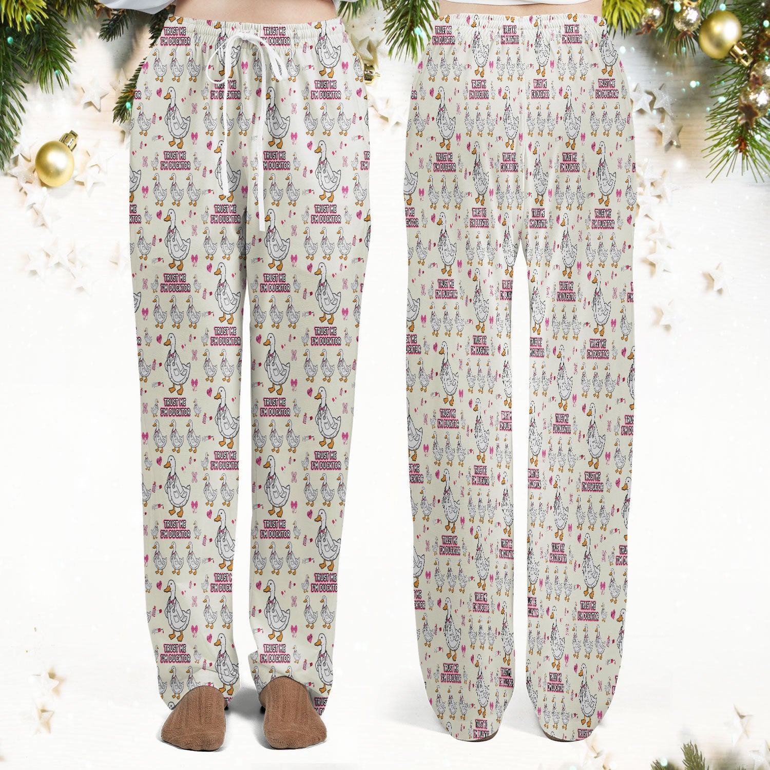 Trust Me I'm Ducktor Scrub Set, Funny Duck Pattern Scrub Shirt, Breathable Fabrics Nursing Uniform For Women