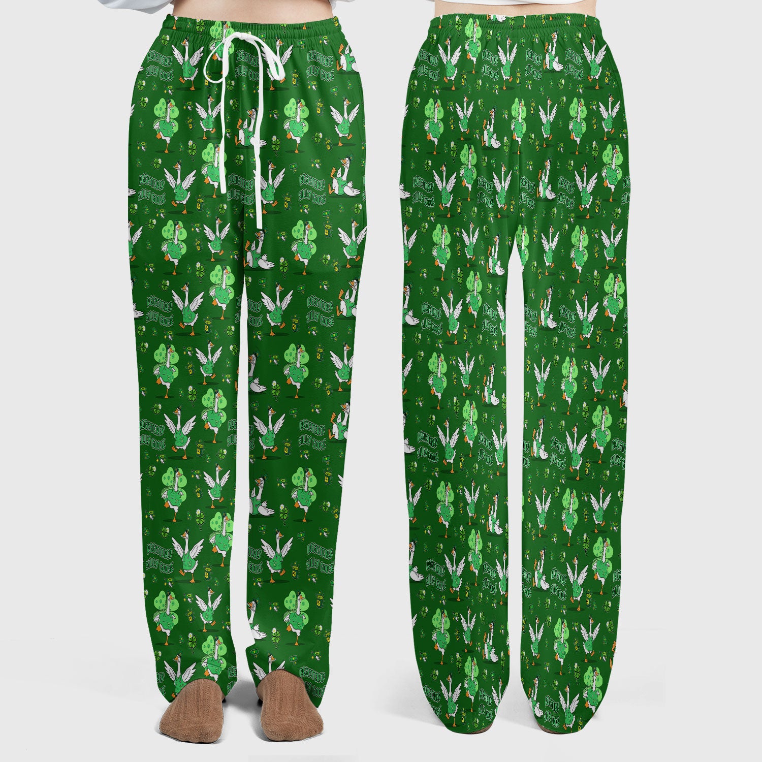 Silly Goose St. Patrick’s Day Scrub Set, Funny Goose Shamrock Pattern Nurse Scrub Shirt, Irish Green Nursing Uniform