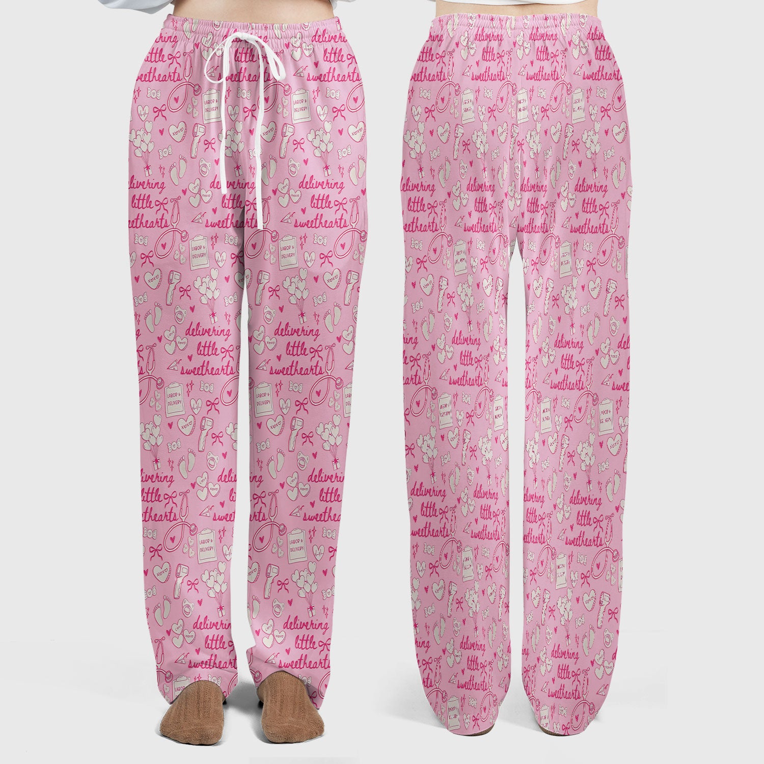 Valentine Labor And Delivery Scrub Set, XOXO Pattern Scrub Shirt, Breathable Fabrics Nursing Uniform For Women