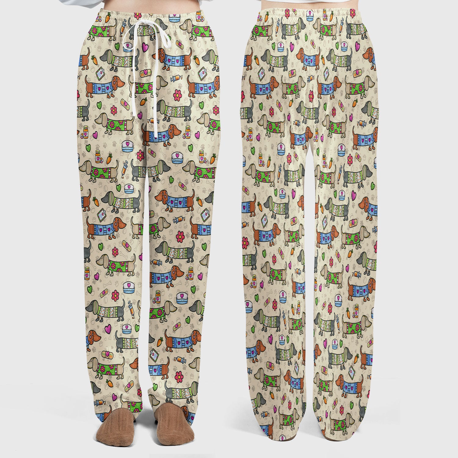 Cute Dachshund Nurse Scrub Set, Funny Wiener Dog Nursing Shirt, Breathable Fabrics Nursing Uniform