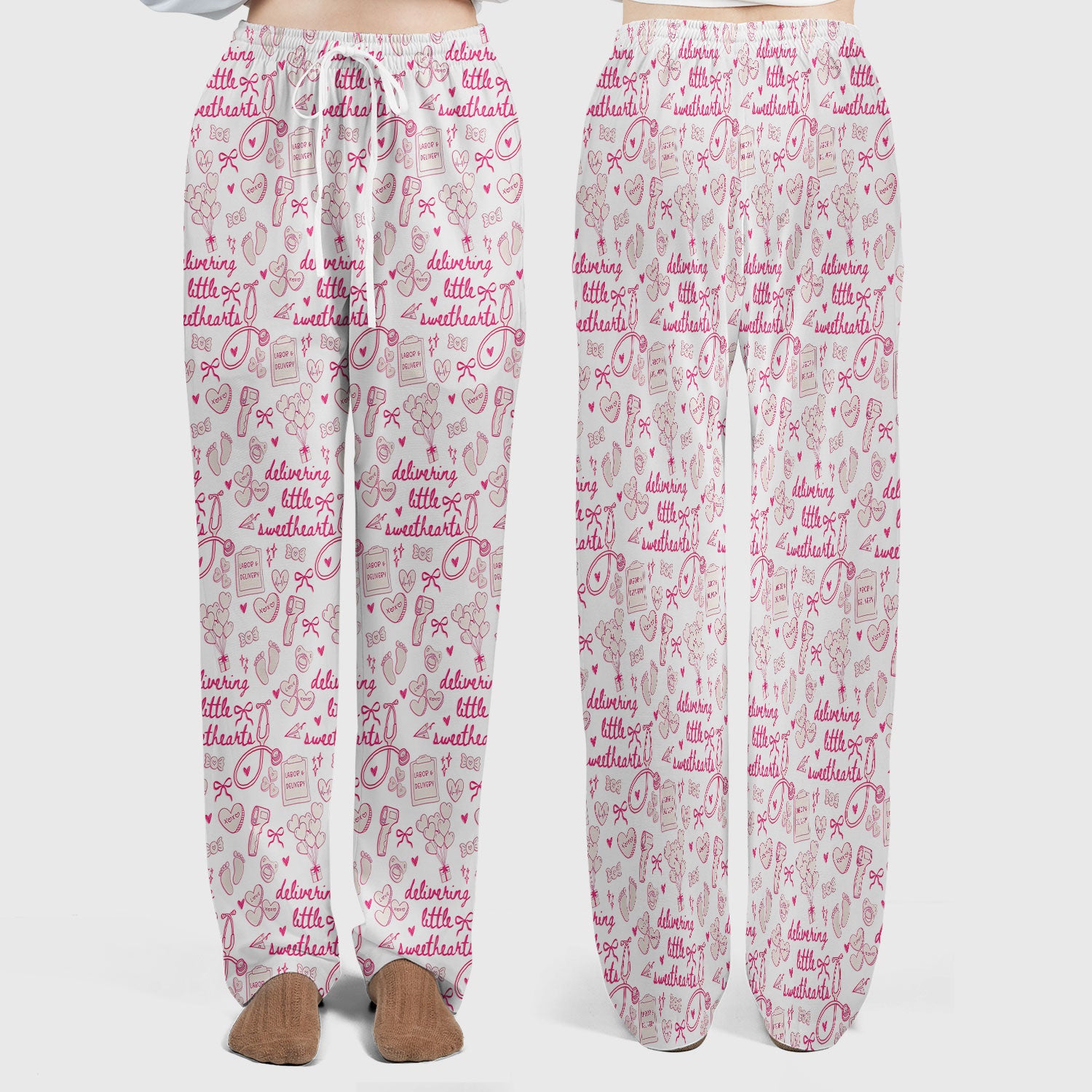 Valentine Labor And Delivery Scrub Set, XOXO Pattern Scrub Shirt, Breathable Fabrics Nursing Uniform For Women