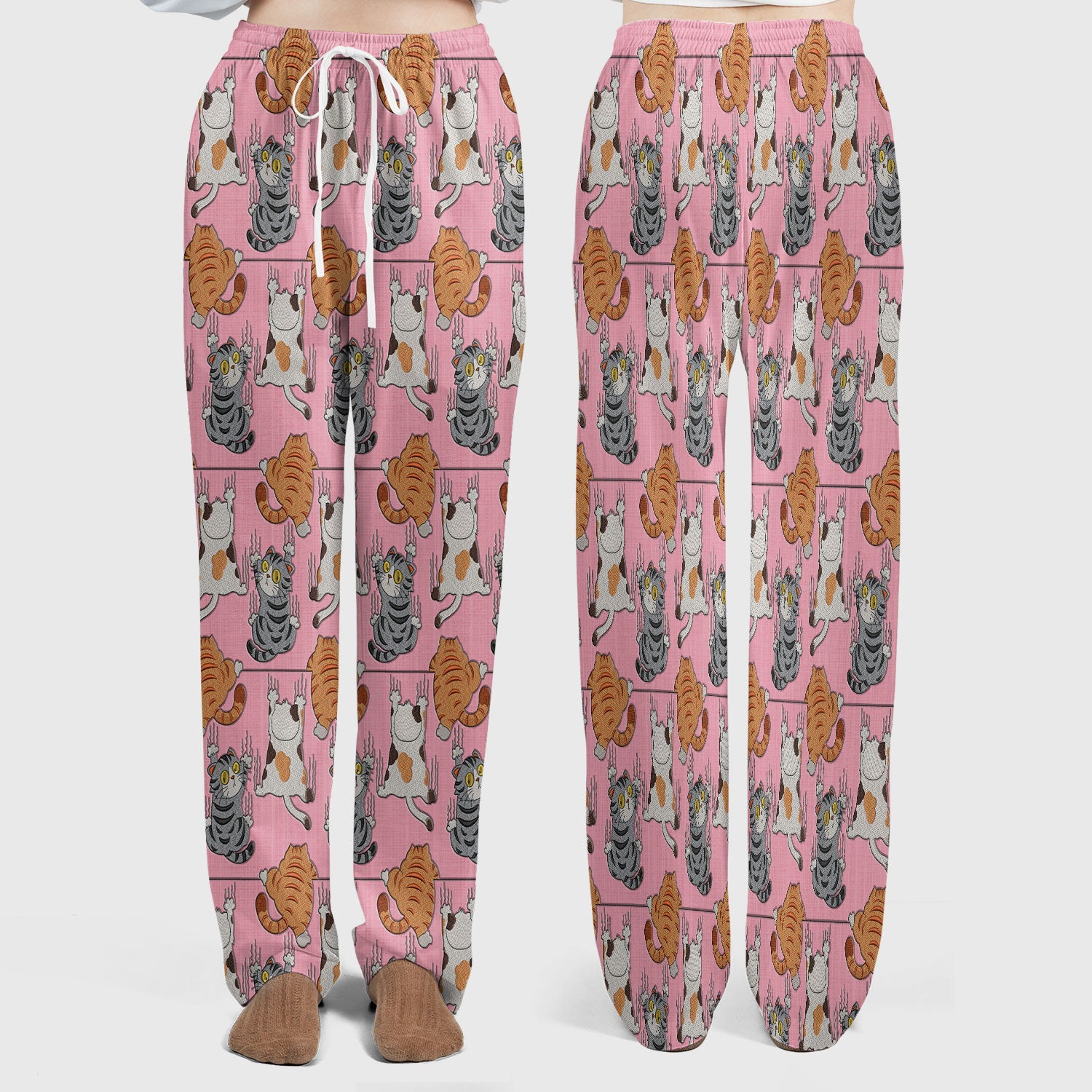 Cute Cat Pattern Nurse Scrub Set, Cats Medical Pattern Shirt, Breathable Fabrics Nursing Uniform