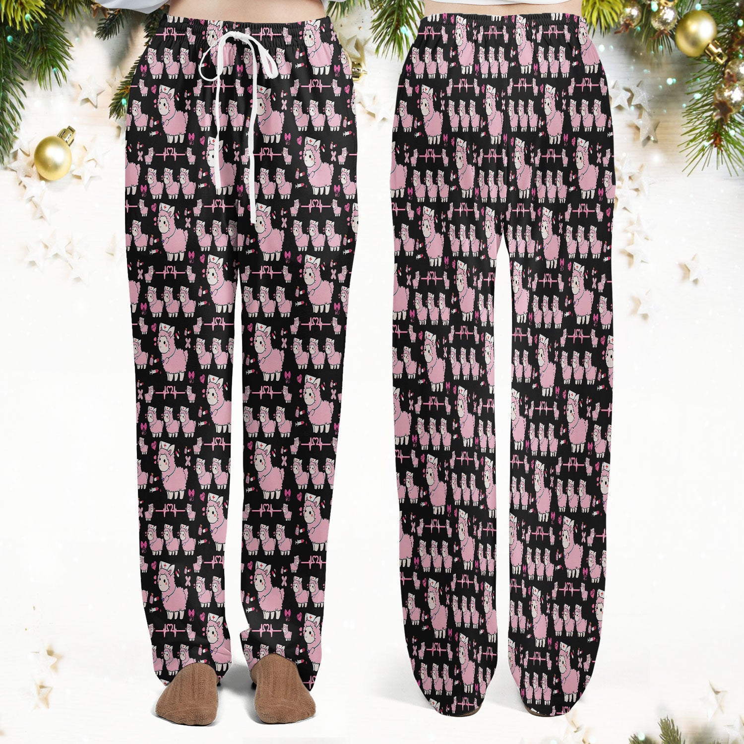 Llama Ain't Got Time For Your Drama Scrub Set, Funny Pattern Scrub Shirt, Breathable Fabrics Nursing Uniform