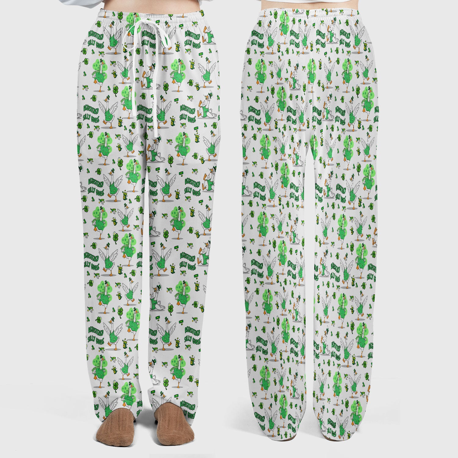 Silly Goose St. Patrick’s Day Scrub Set, Funny Goose Shamrock Pattern Nurse Scrub Shirt, Irish Green Nursing Uniform