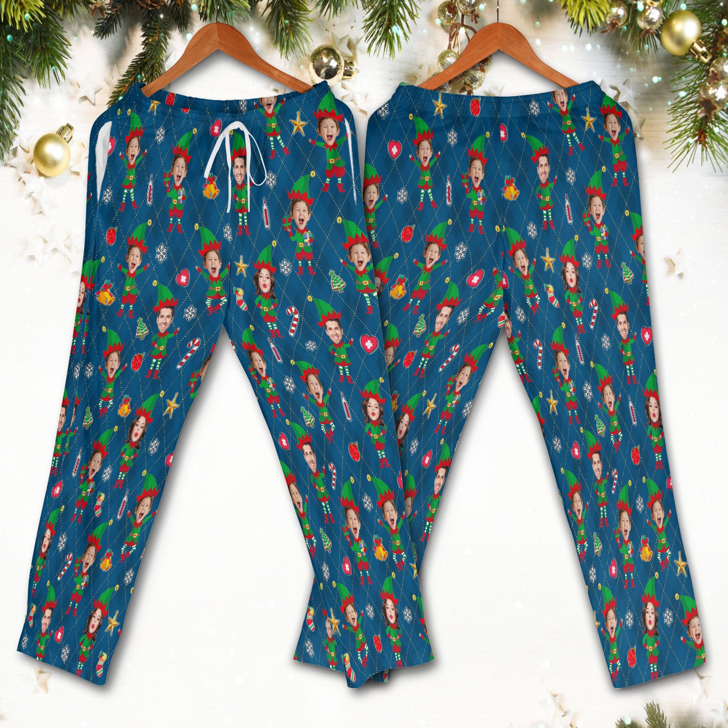 Personalized Face Nurse Uniform, Custom Photo Christmas Scrub Set, Funny Holiday Medical Uniform For Nursing