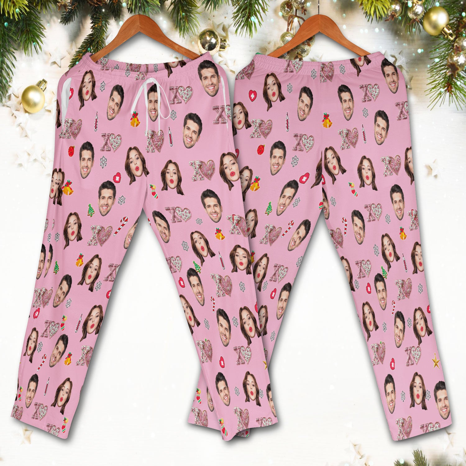 Custom Face Pattern XOXO Scrub Shirt, Personalized Photo Scrub Set, Breathable Fabrics Nursing Uniform