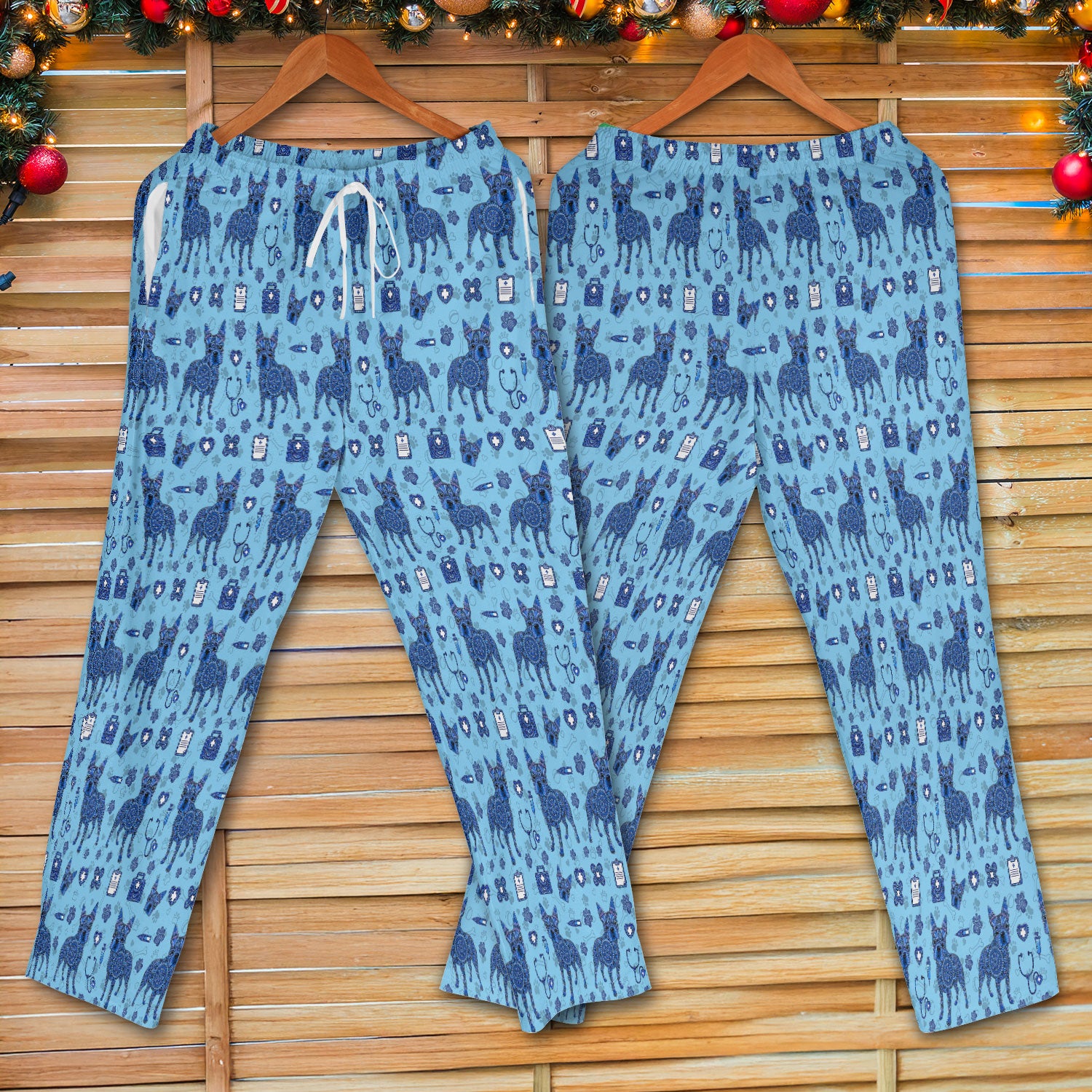 Blue Heeler Australian Cattle Dog Scrub Set, Australia Dot Art Pattern Shirt, Breathable Fabrics Nursing Uniform