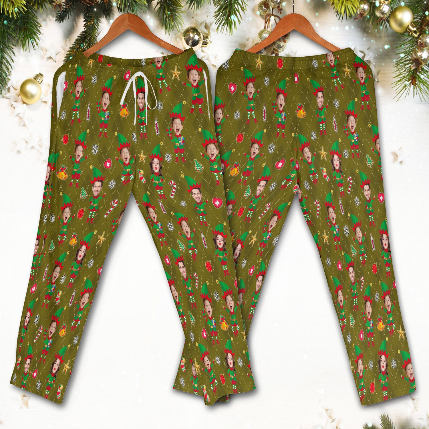 Personalized Face Nurse Uniform, Custom Photo Christmas Scrub Set, Funny Holiday Medical Uniform For Nursing