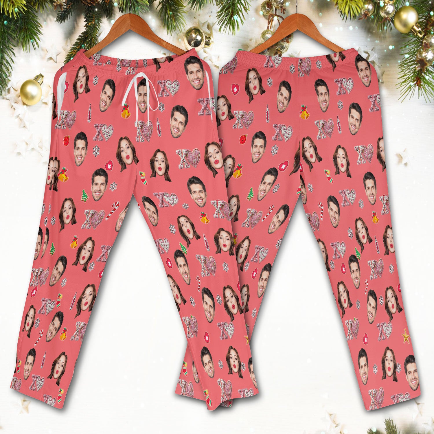 Custom Face Pattern XOXO Scrub Shirt, Personalized Photo Scrub Set, Breathable Fabrics Nursing Uniform