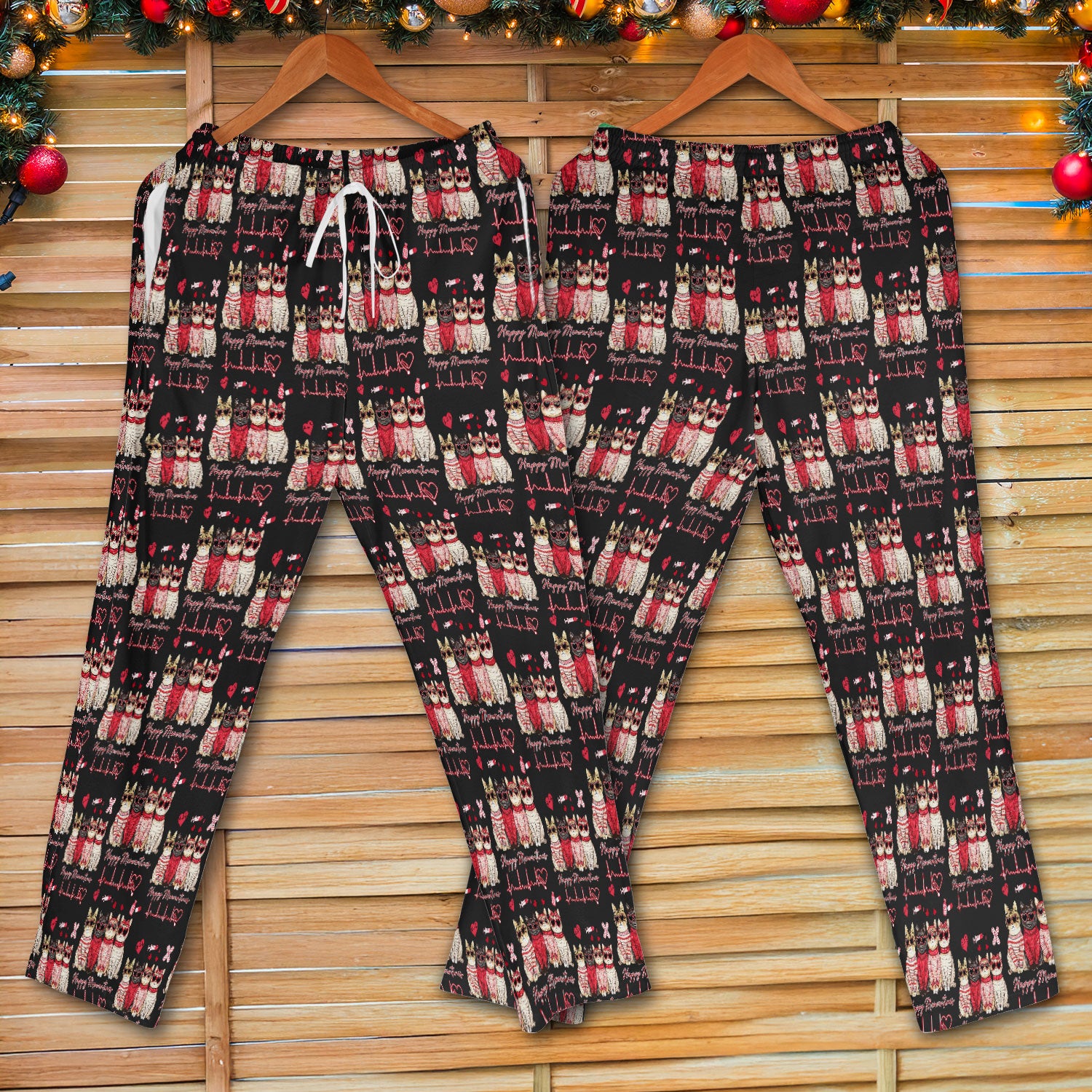 Happy Meowtines Cat Pattern Scrub Set, Valentine Cat Lover Nurse Scrub Shirt, Heartbeat Medical Pattern Nursing Uniform