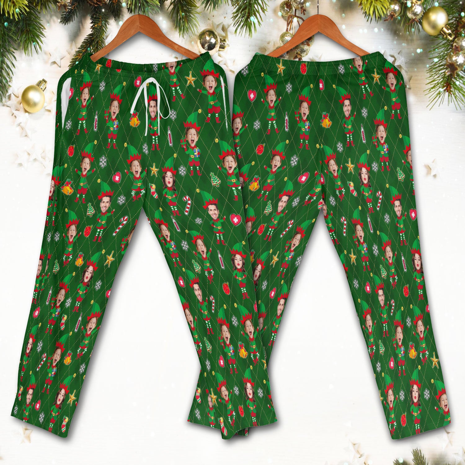 Personalized Face Nurse Uniform, Custom Photo Christmas Scrub Set, Funny Holiday Medical Uniform For Nursing