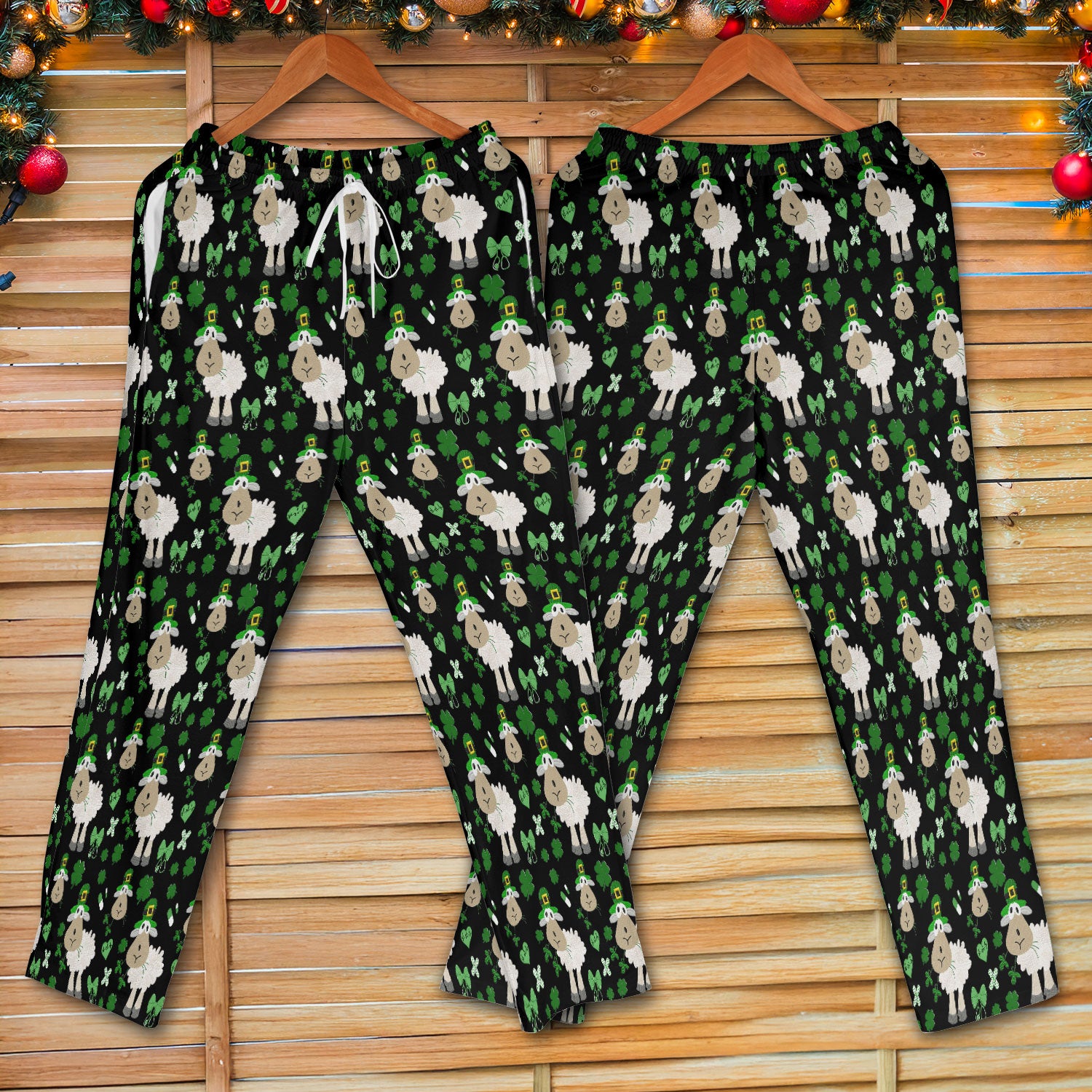 Nurse St. Patrick Scrubs Set, Cute Sheep Shamrock Pattern Nurse Shirt, Breathable Fabrics Nursing Uniform