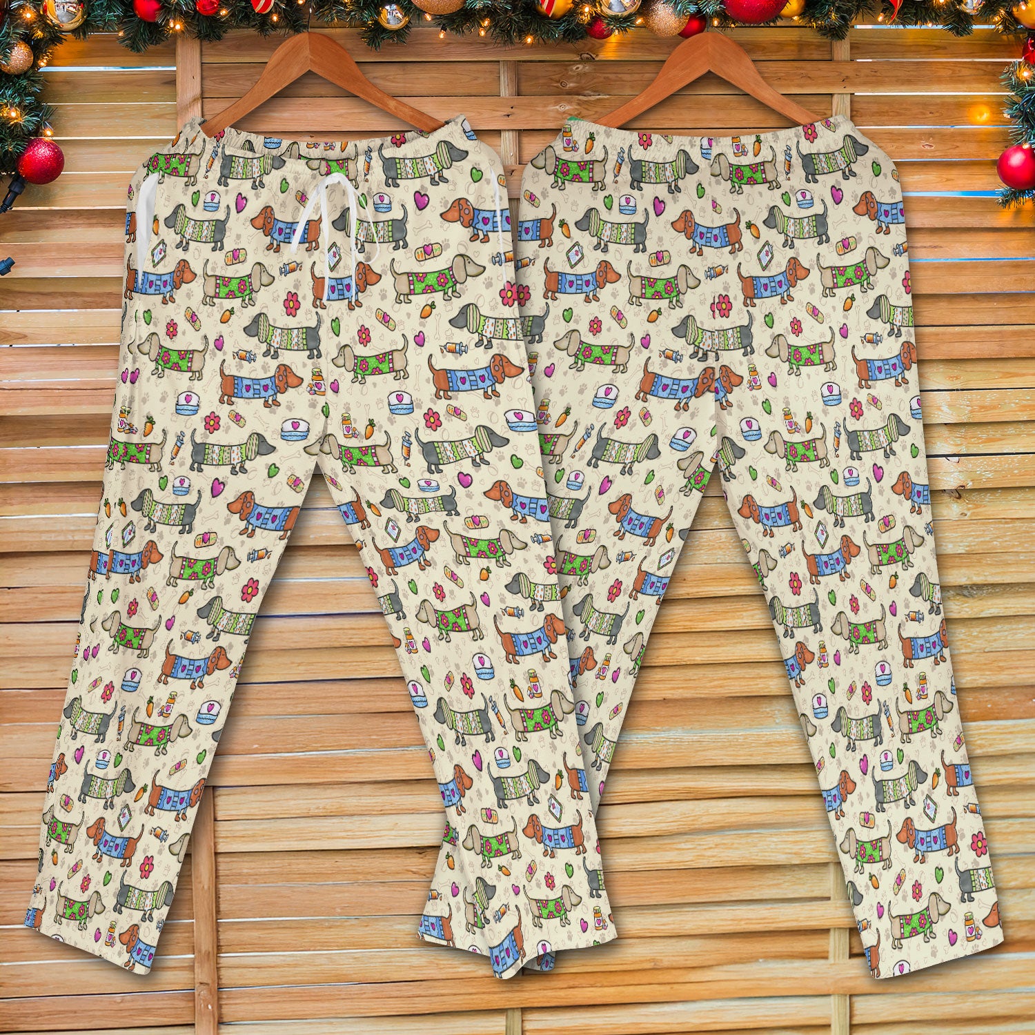 Cute Dachshund Nurse Scrub Set, Funny Wiener Dog Nursing Shirt, Breathable Fabrics Nursing Uniform