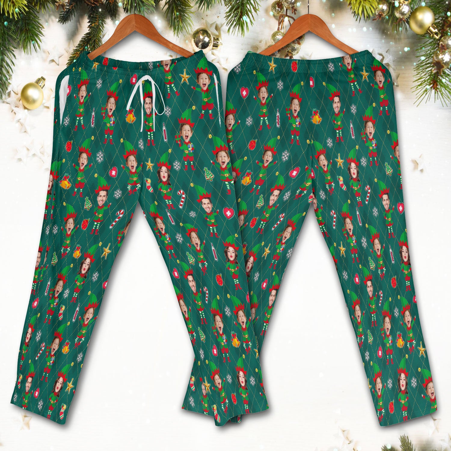 Personalized Face Nurse Uniform, Custom Photo Christmas Scrub Set, Funny Holiday Medical Uniform For Nursing