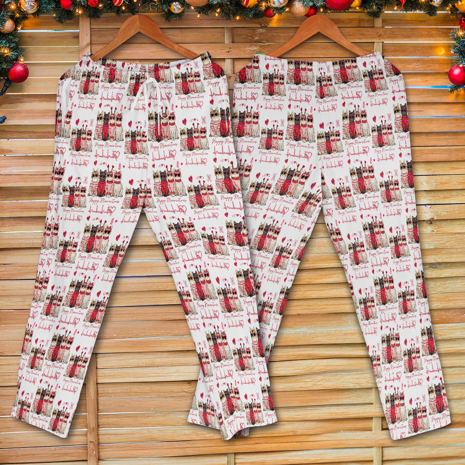 Happy Meowtines Cat Pattern Scrub Set, Valentine Cat Lover Nurse Scrub Shirt, Heartbeat Medical Pattern Nursing Uniform