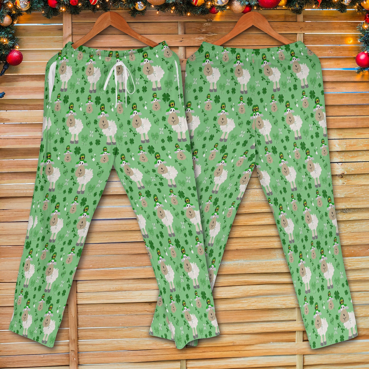 Nurse St. Patrick Scrubs Set, Cute Sheep Shamrock Pattern Nurse Shirt, Breathable Fabrics Nursing Uniform