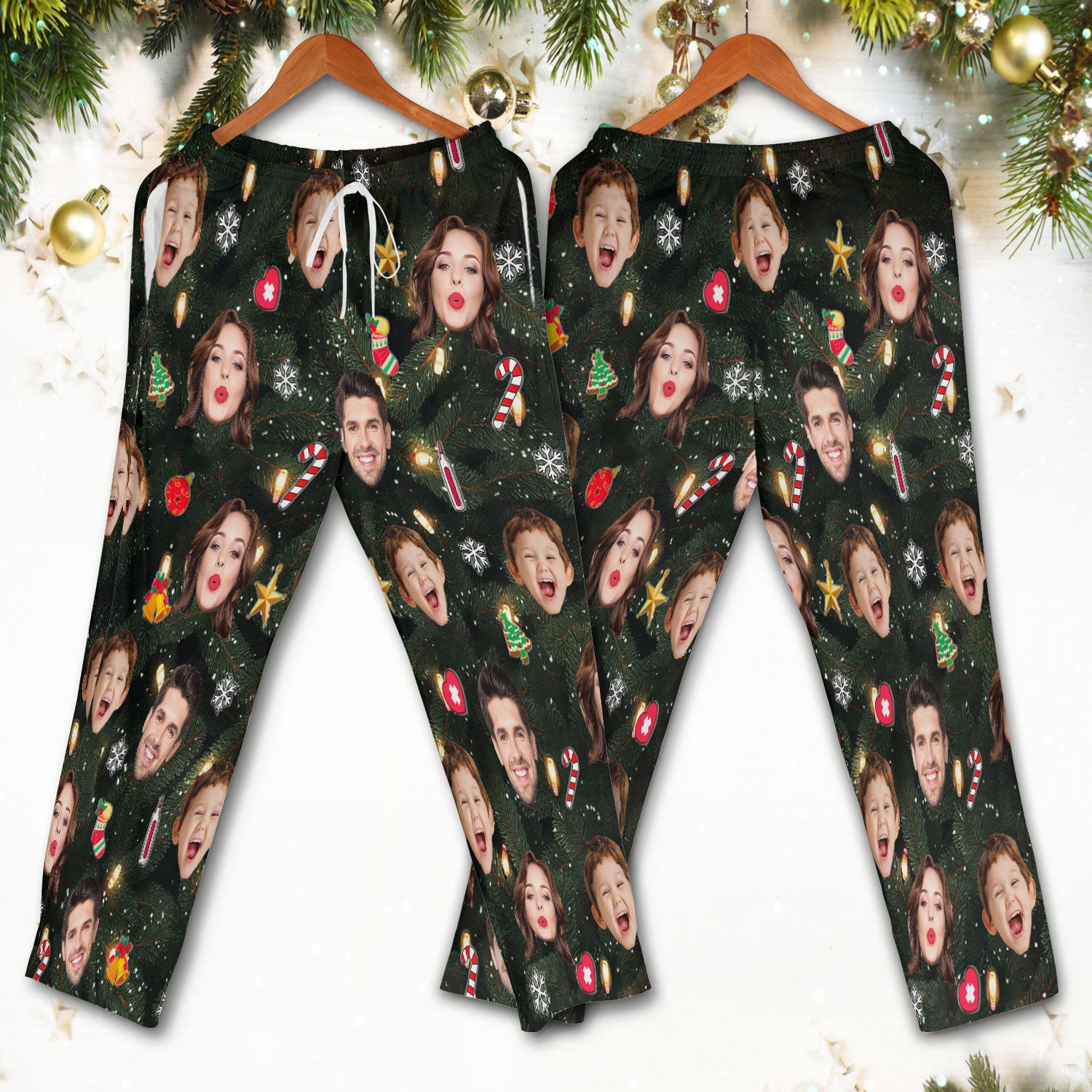 Personalized Christmas Photo Scrub Set, Funny Xmas Custom Face Scrub Shirt, Breathable Fabrics Nursing Uniform