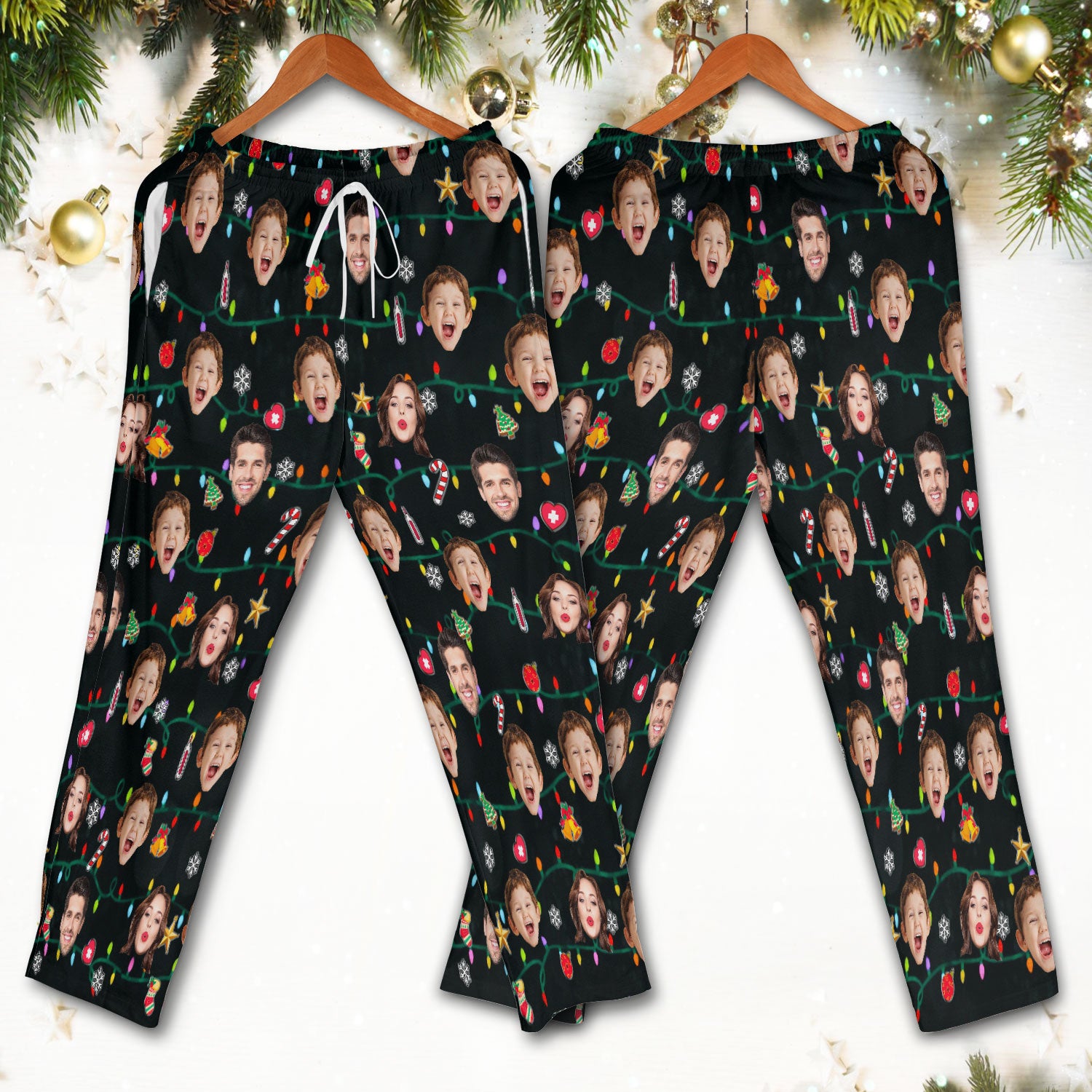 Personalized Xmas Photo Scrub Set, Christmas Custom Face Scrub Shirt, Breathable Fabrics Nursing Uniform