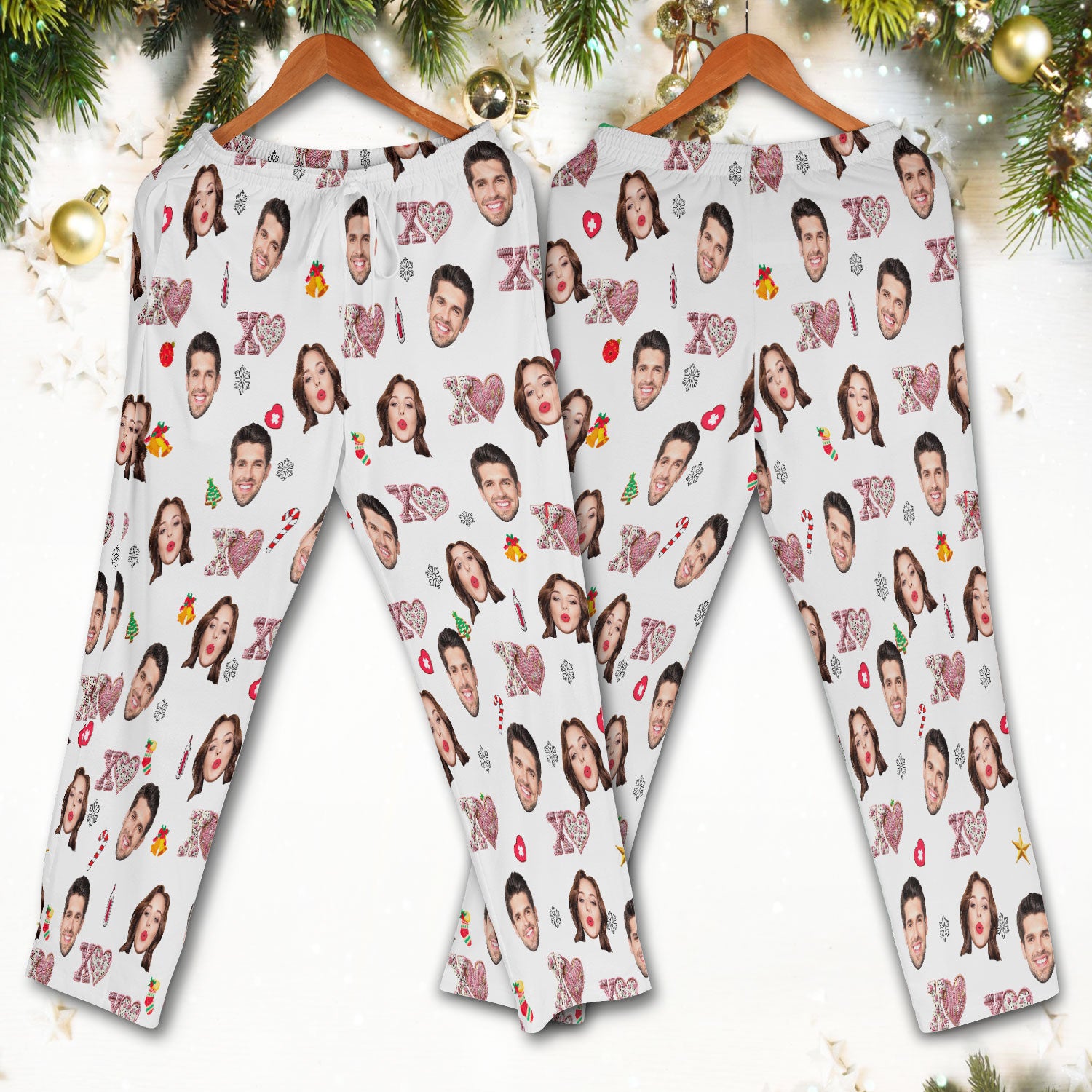 Custom Face Pattern XOXO Scrub Shirt, Personalized Photo Scrub Set, Breathable Fabrics Nursing Uniform