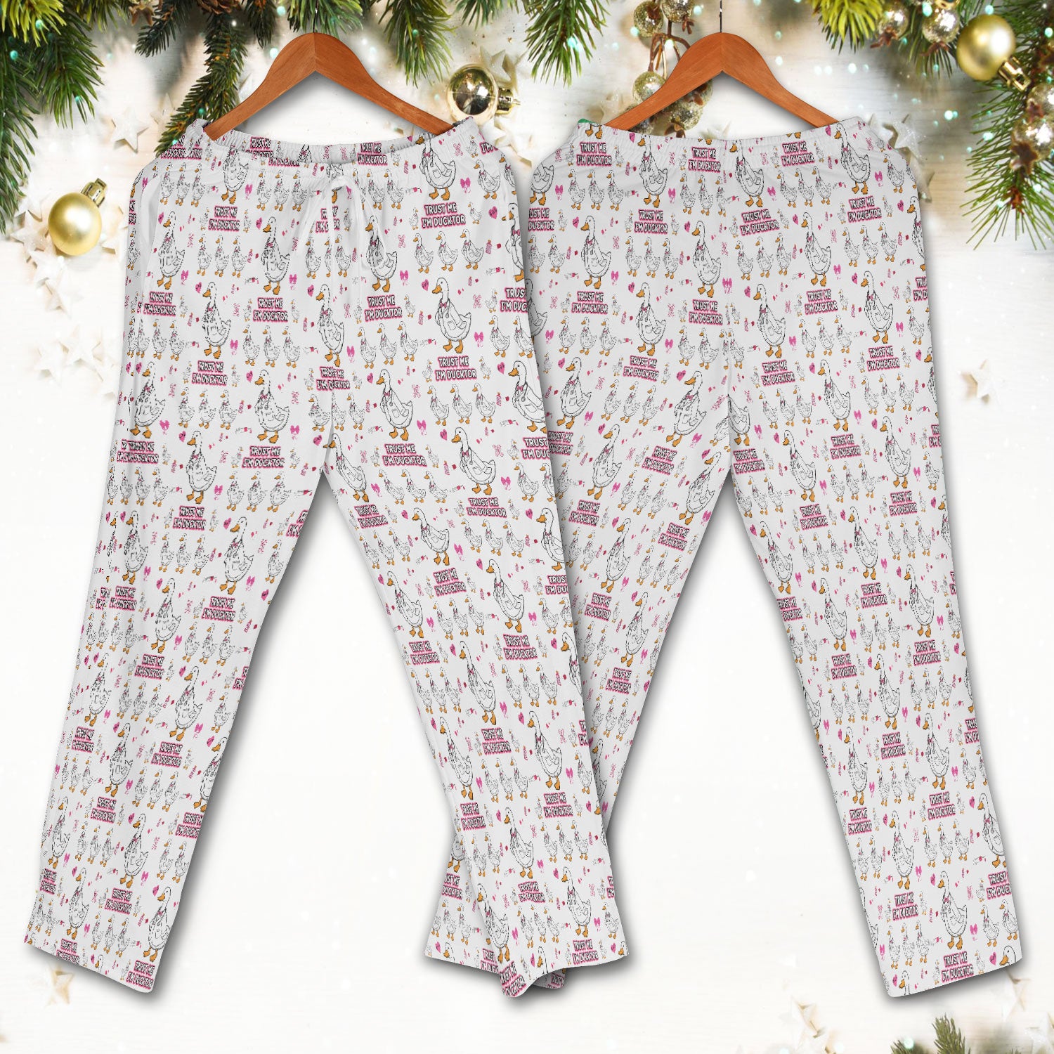 Trust Me I'm Ducktor Scrub Set, Funny Duck Pattern Scrub Shirt, Breathable Fabrics Nursing Uniform For Women