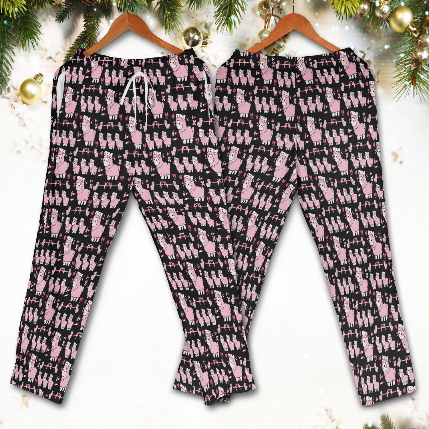 Llama Ain't Got Time For Your Drama Scrub Set, Funny Pattern Scrub Shirt, Breathable Fabrics Nursing Uniform