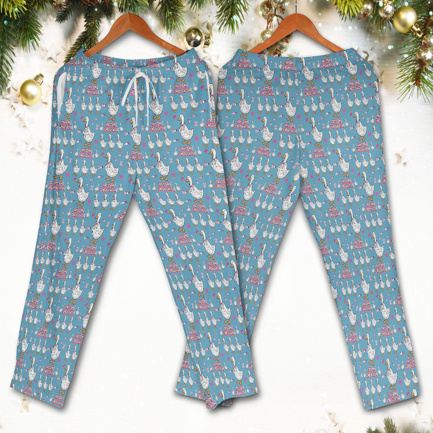 Trust Me I'm Ducktor Scrub Set, Funny Duck Pattern Scrub Shirt, Breathable Fabrics Nursing Uniform For Women