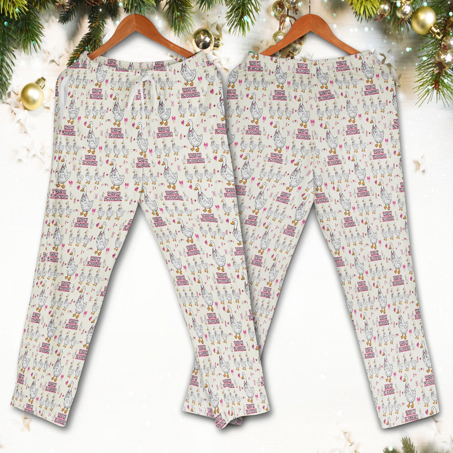 Trust Me I'm Ducktor Scrub Set, Funny Duck Pattern Scrub Shirt, Breathable Fabrics Nursing Uniform For Women
