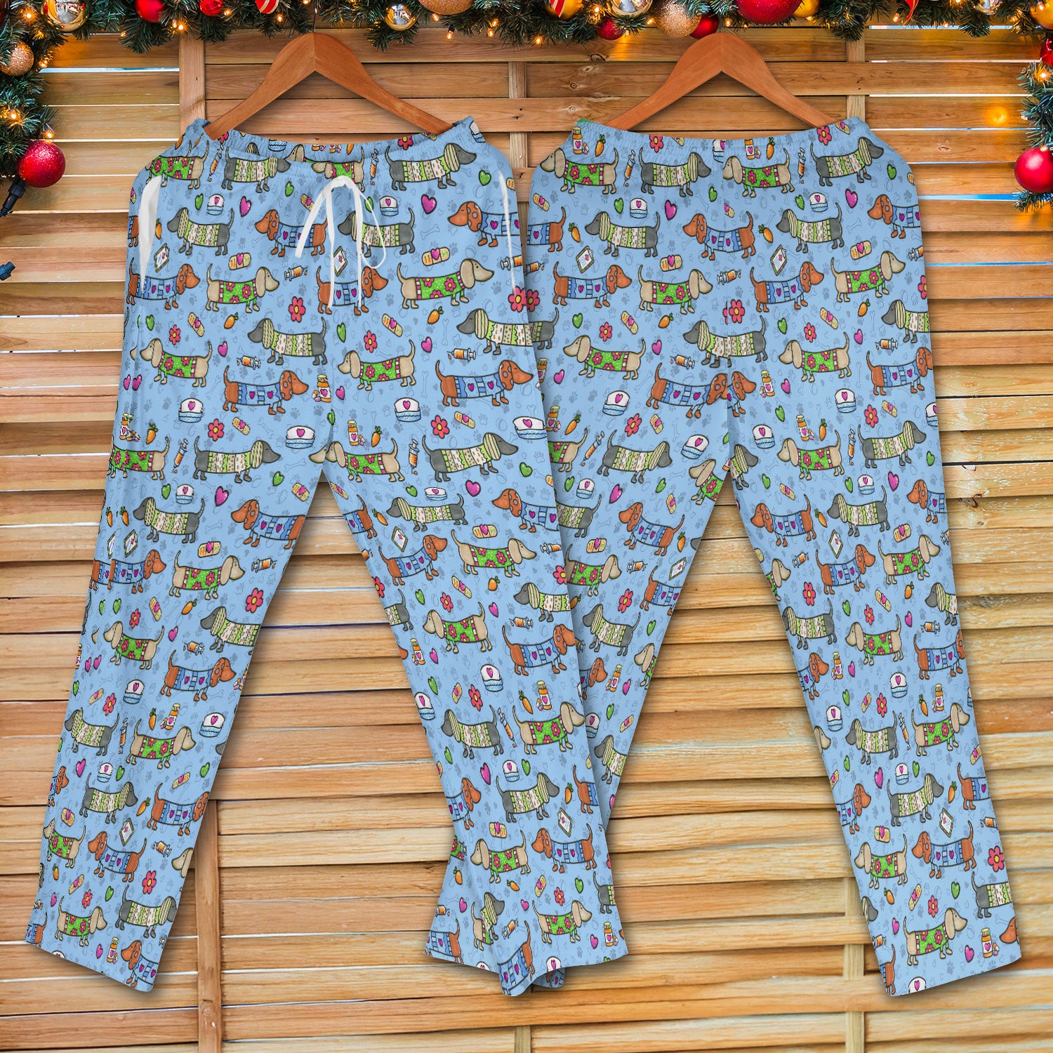 Cute Dachshund Nurse Scrub Set, Funny Wiener Dog Nursing Shirt, Breathable Fabrics Nursing Uniform