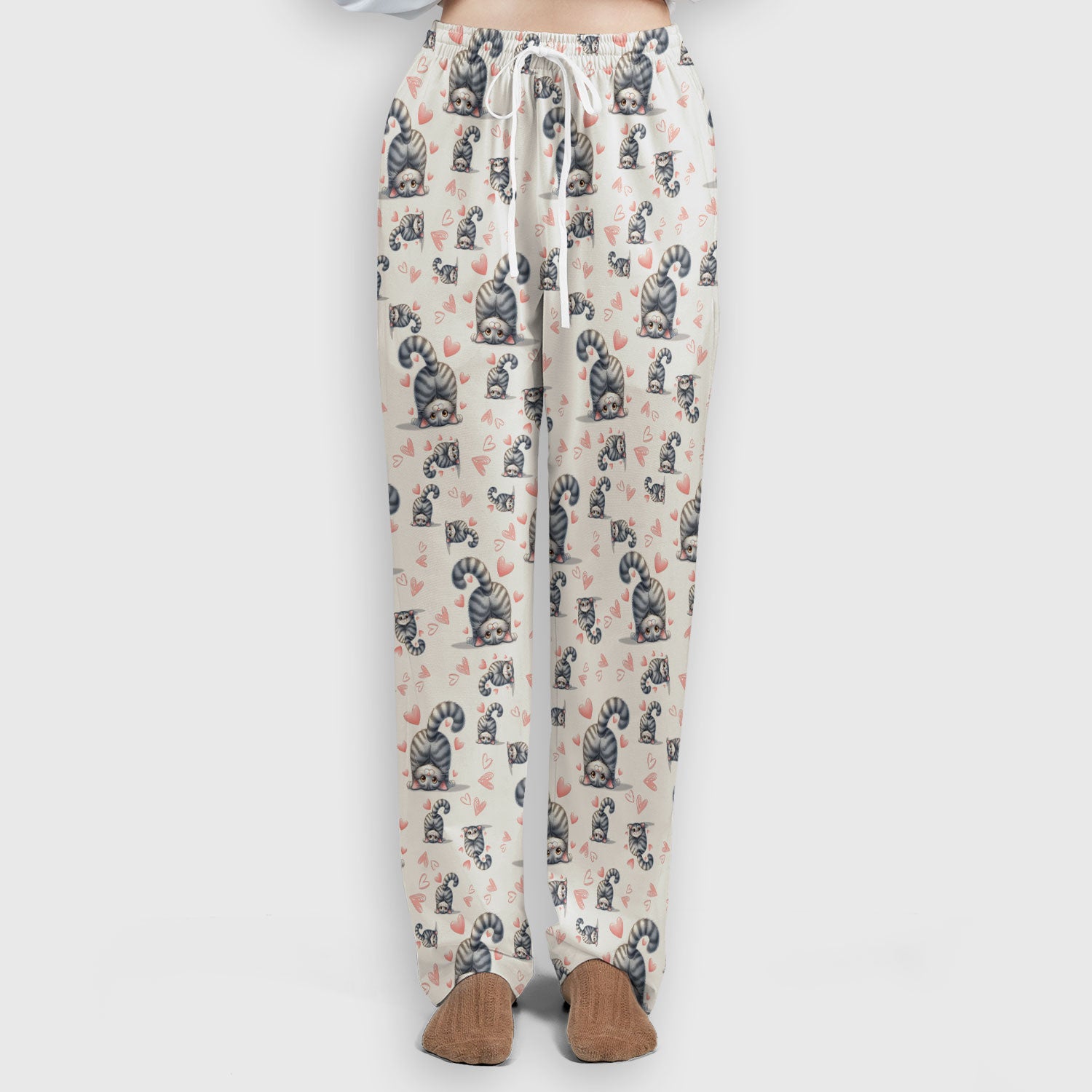 Valentine Cute Cat Scrub Set, Cat Heart Pattern Nurse Uniform, Comfortable Scrubs For Nurses