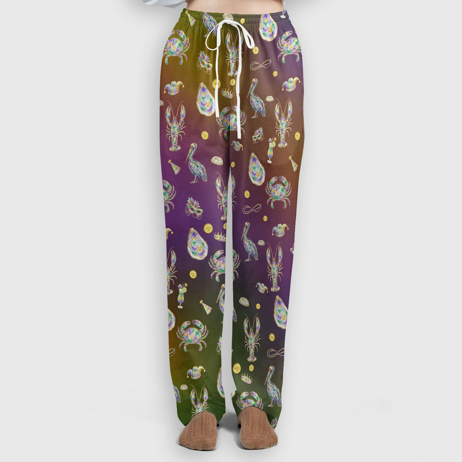 Mardi Gras Seafood Nurse Scrub Set, Comfortable Uniform Scrubs For Nursing