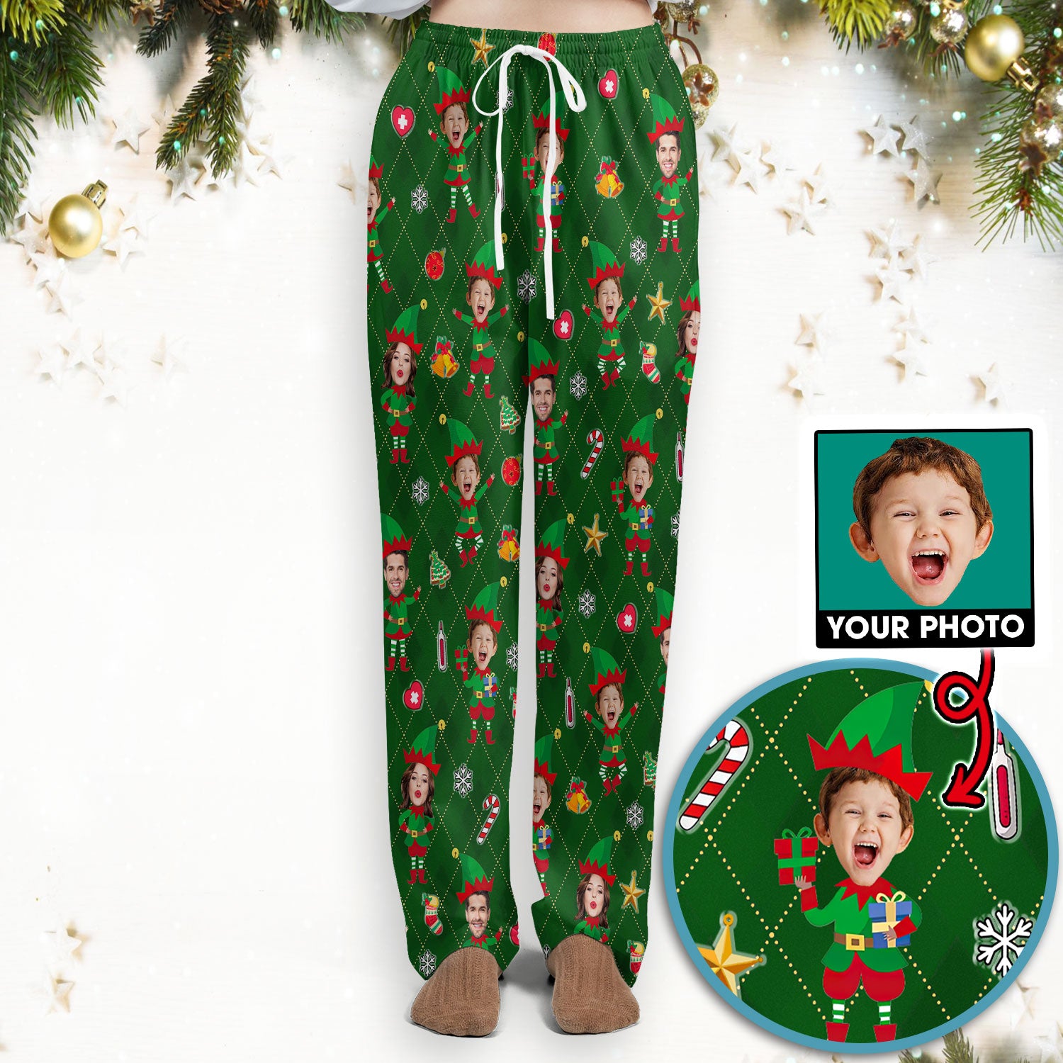 Personalized Face Nurse Uniform, Custom Photo Christmas Scrub Set, Funny Holiday Medical Uniform For Nursing