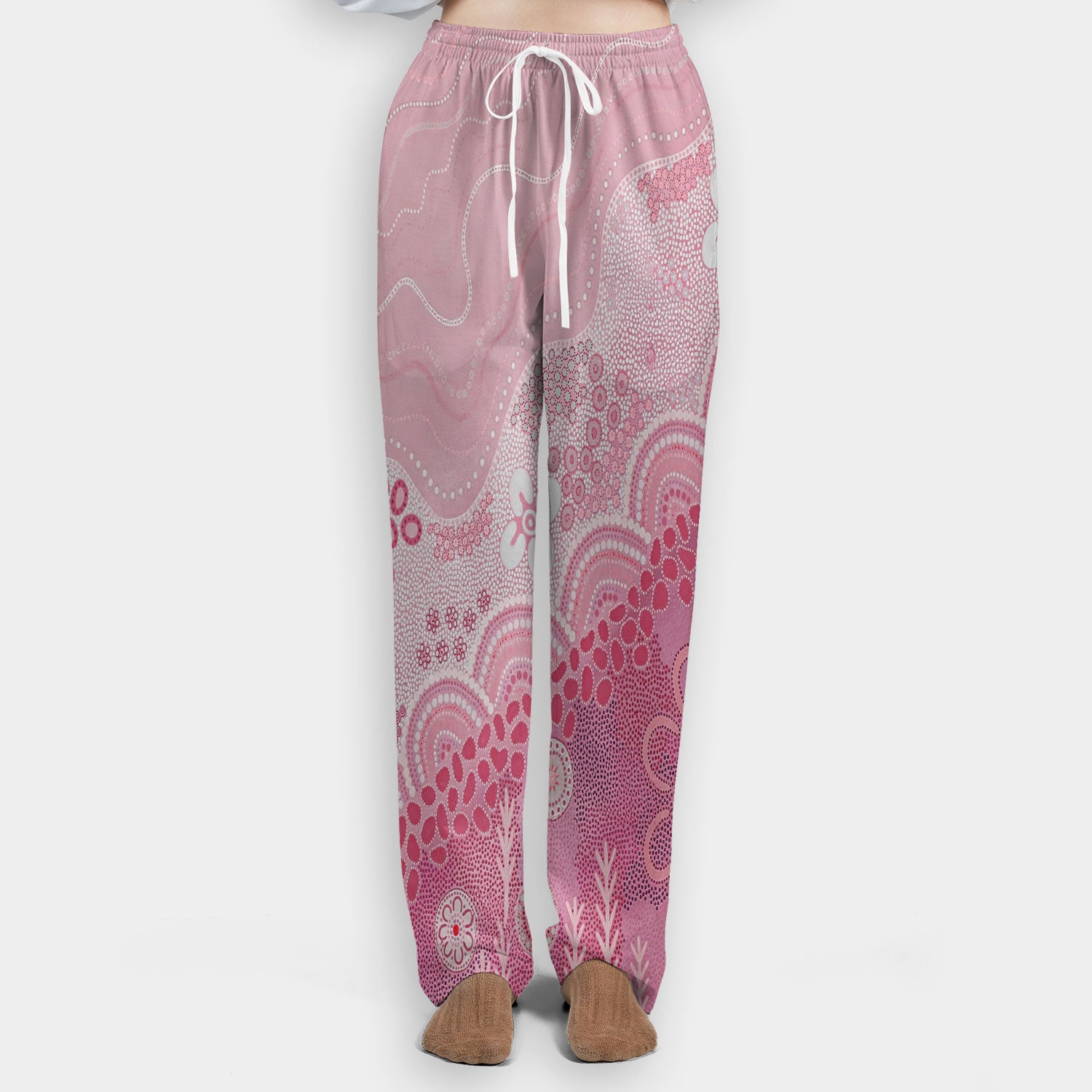 Floral Mandala Dot Pattern Women's Scrub Set, Scrub Pants and V Neck Top