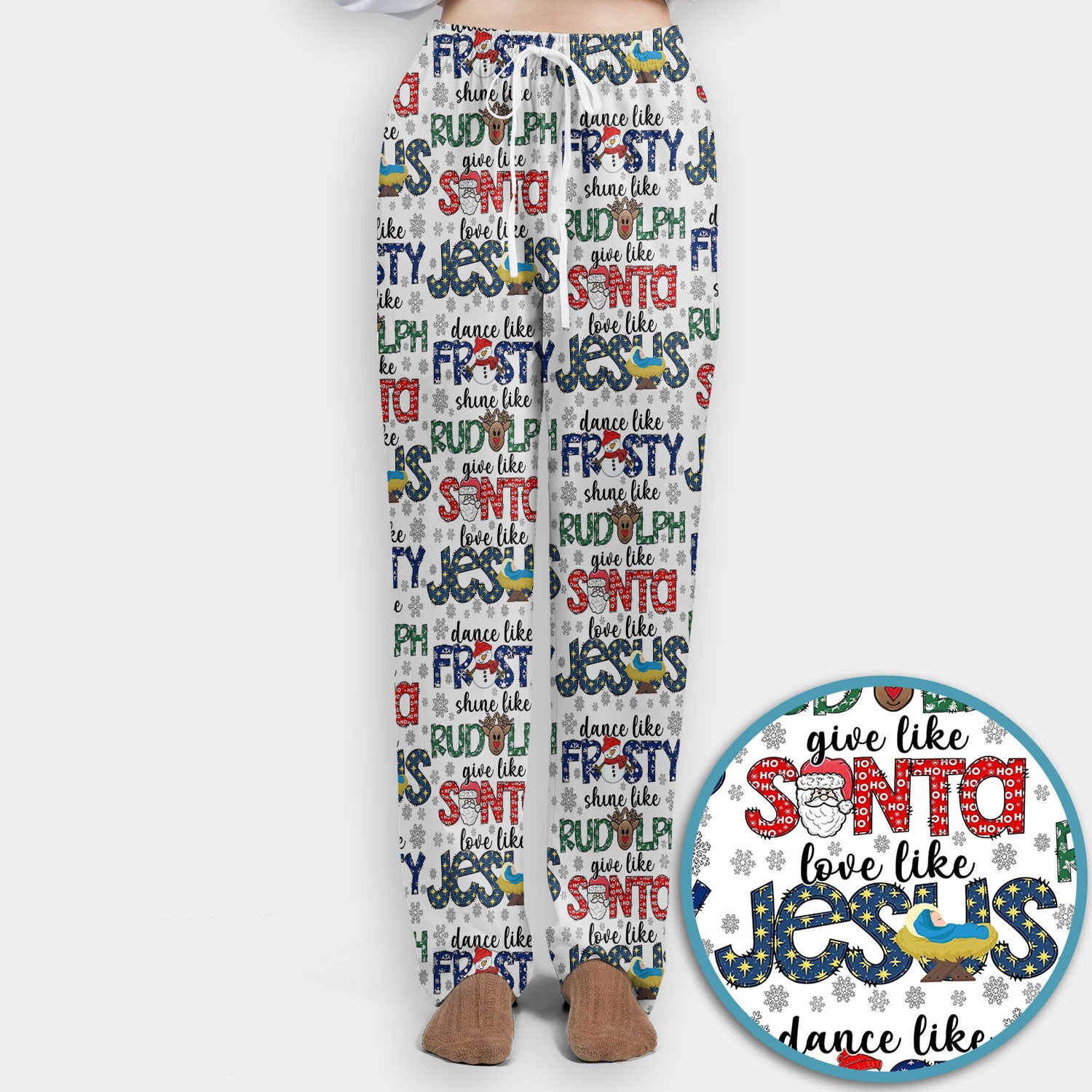 Christmas Rudolph  Women's Scrub Sets - Dance Like Frosty Shine Like Rudolph Give Like Santa Love Like Jesus - Holiday Med Uniform