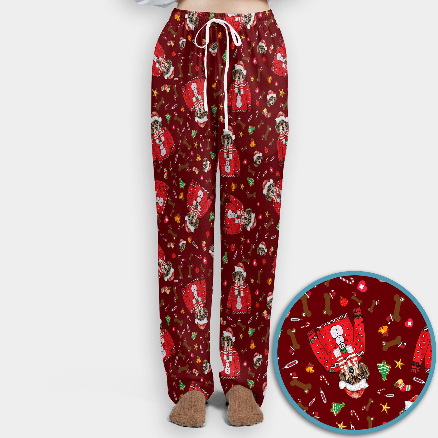 Funny Dog Christmas Scrub Set – Cute Puppy in Santa Outfit Pattern – Festive Holiday Medical Uniform For Nurses And Pet Lovers