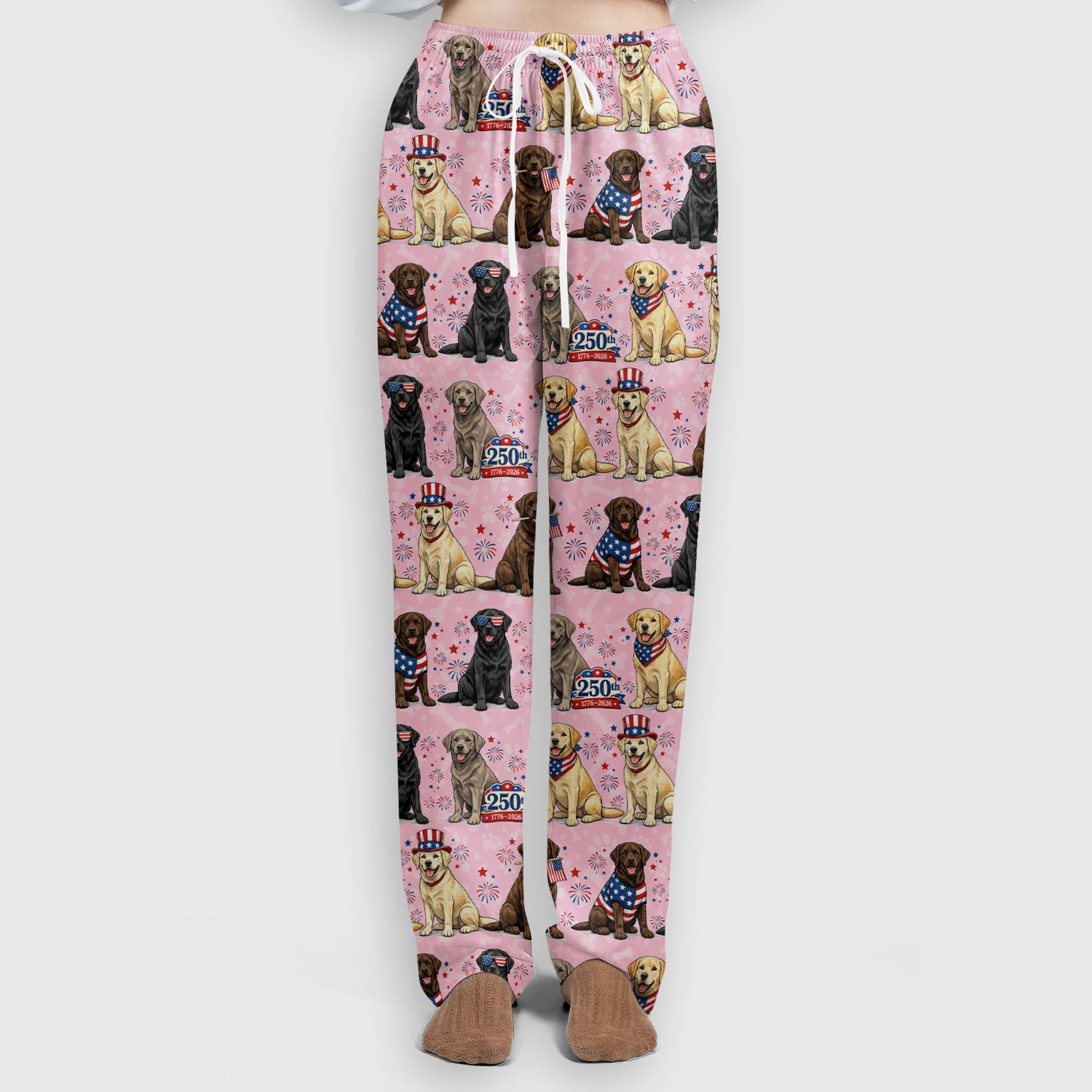 4th of July Labrador Dog Patriotic Print Scrub Set, Scrub Pants and V Neck Top
