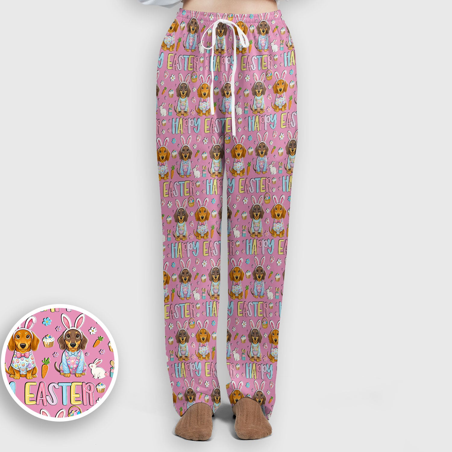 Happy Easter Dachshund Puppy Pattern Scrub Set, Breathable Med Uniform