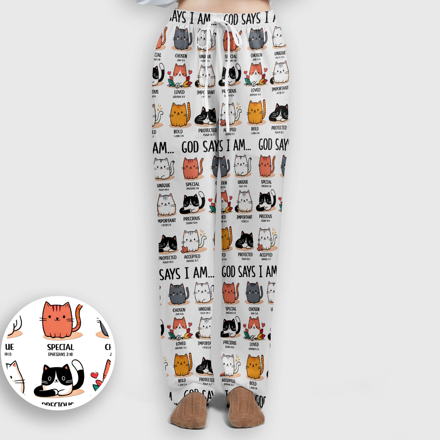Cute Christian Cat God Says I Am Women's Scrub Set, Breathable Med Uniform