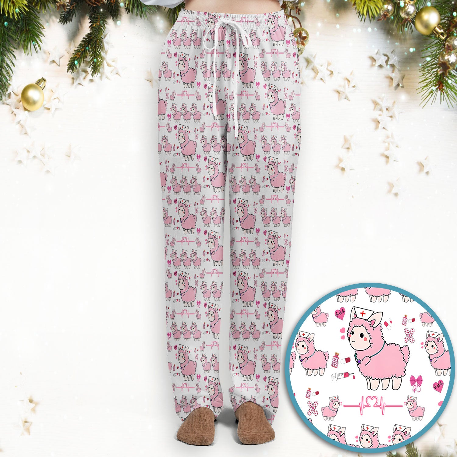 Llama Ain't Got Time For Your Drama Scrub Set, Funny Pattern Scrub Shirt, Breathable Fabrics Nursing Uniform